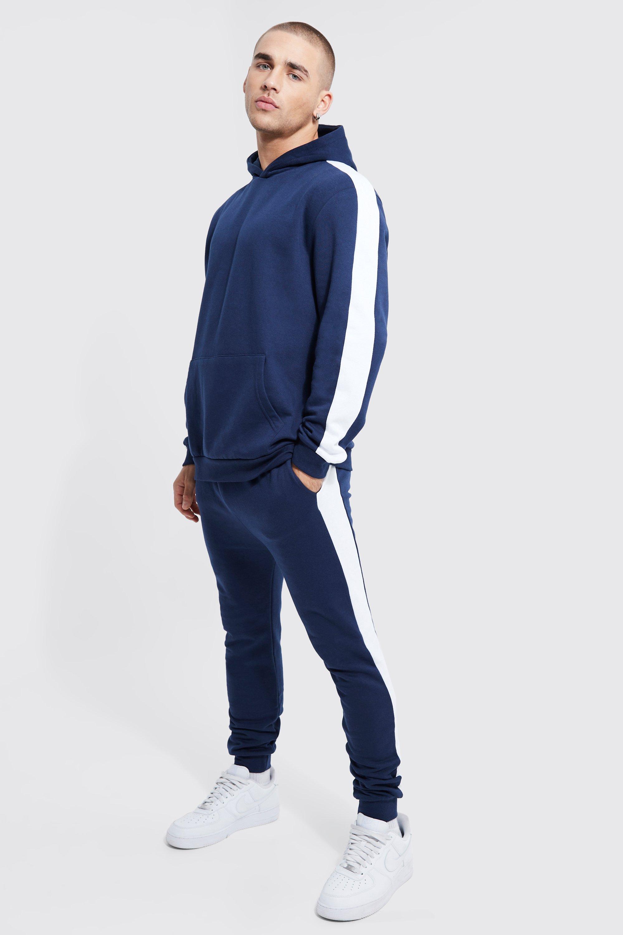 Boohooman navy hot sale tracksuit