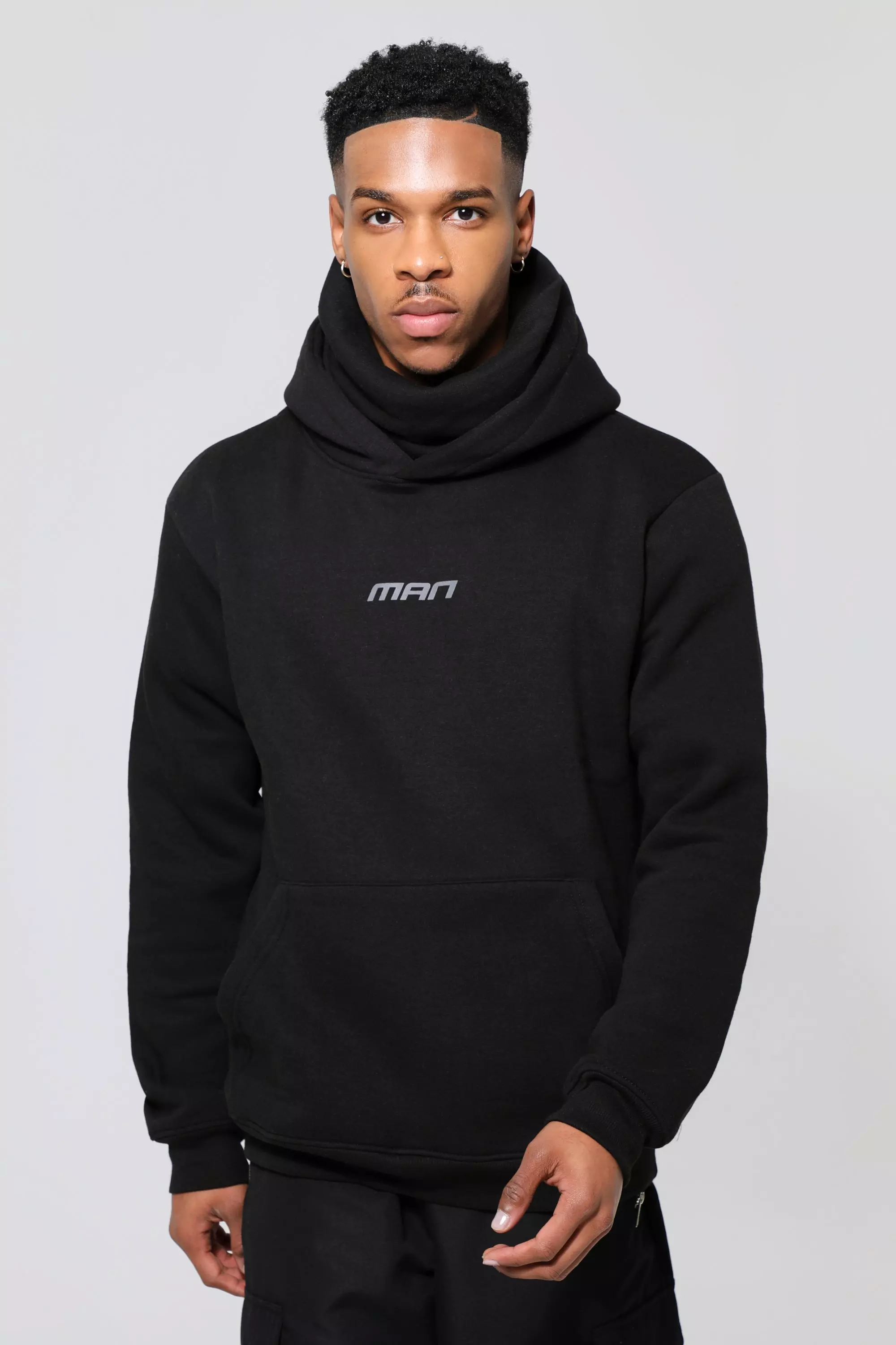 Man Graphic Hoodie With Snood boohooMAN UK
