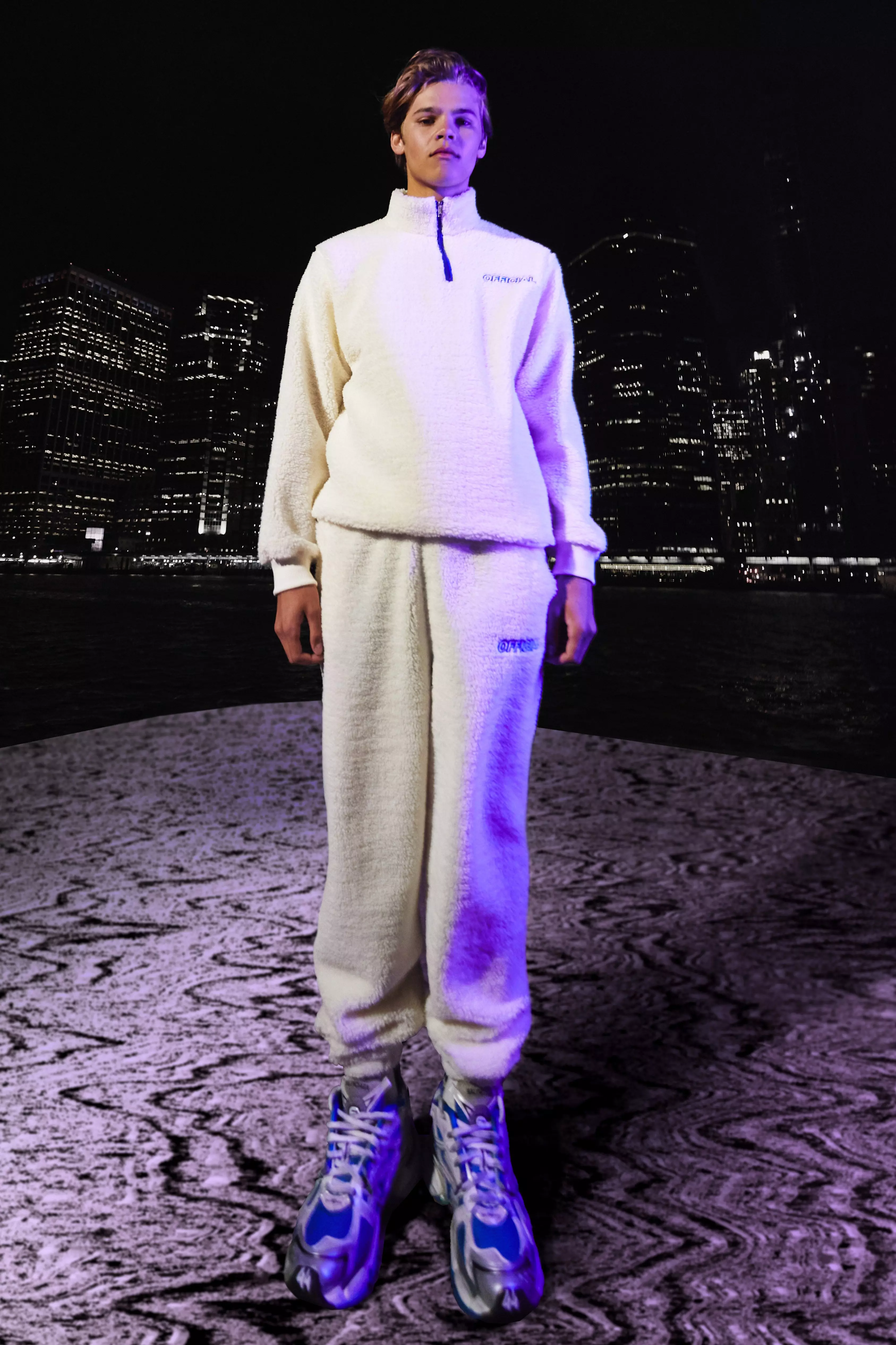 Ecru Official Borg 1/4 Zip Funnel Neck Tracksuit alternative image