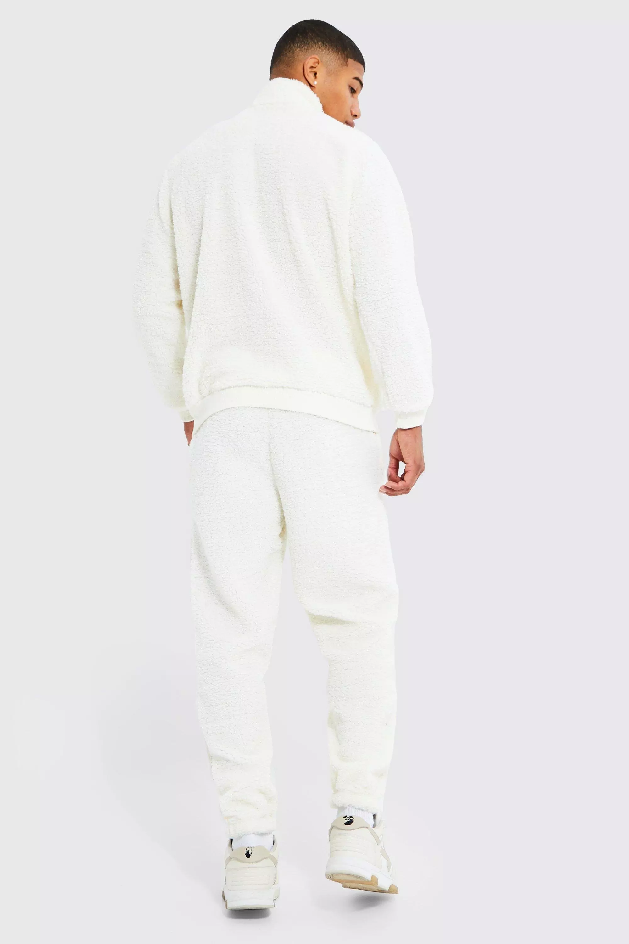 Ecru Official Borg 1/4 Zip Funnel Neck Tracksuit alternative image
