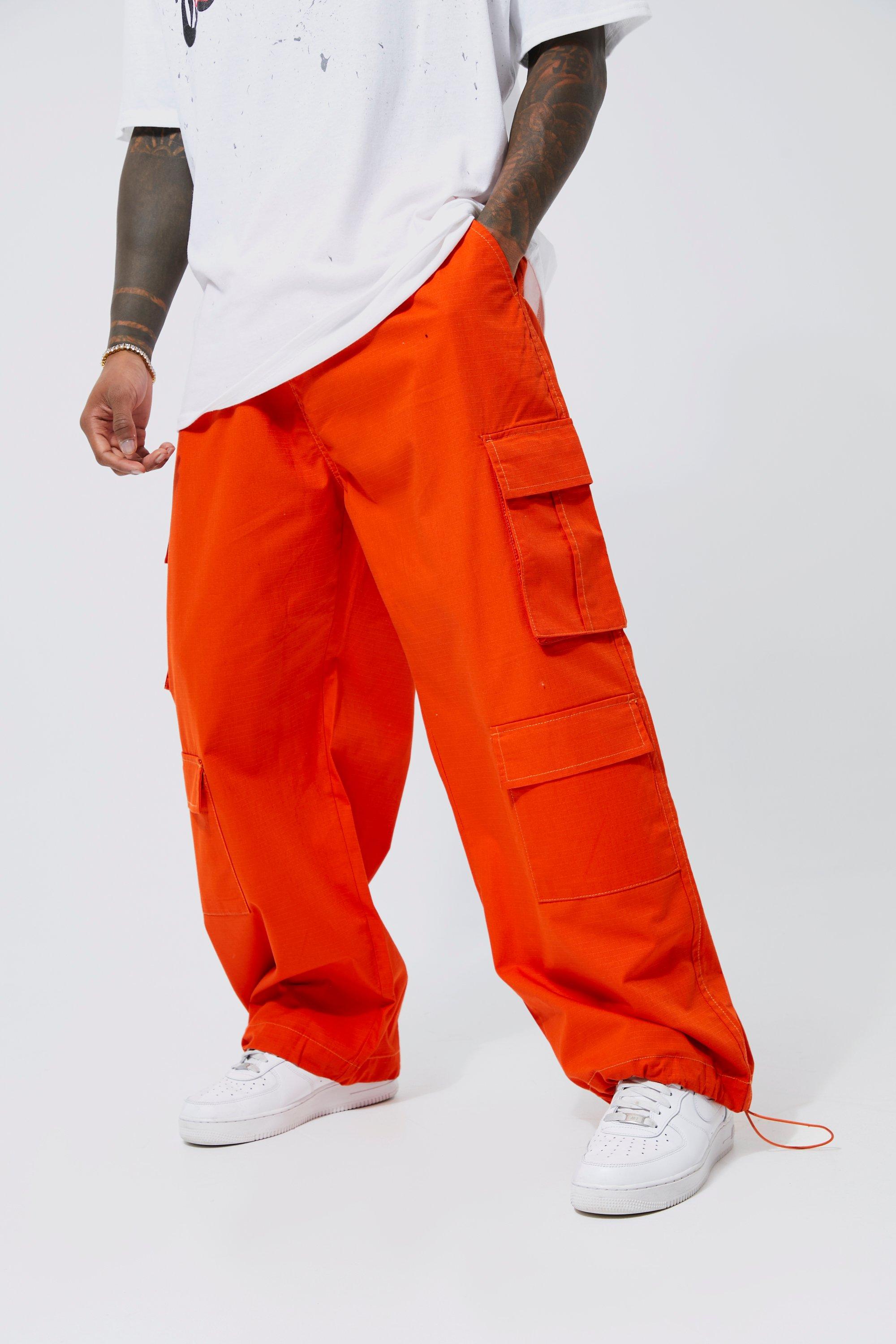 Elastic Waist Parachute Twill 3d Pocket Cargo Pants