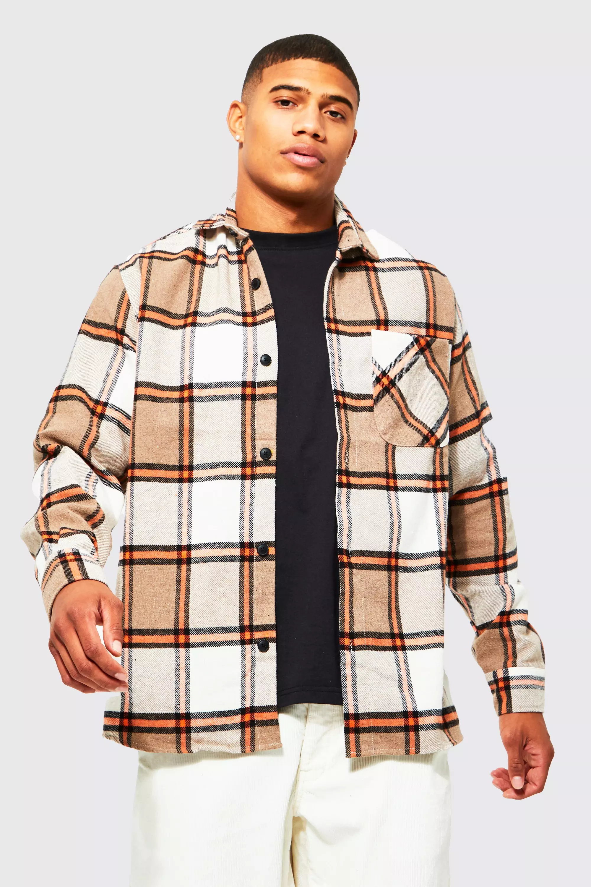 Check Overshirt boohooMAN UK