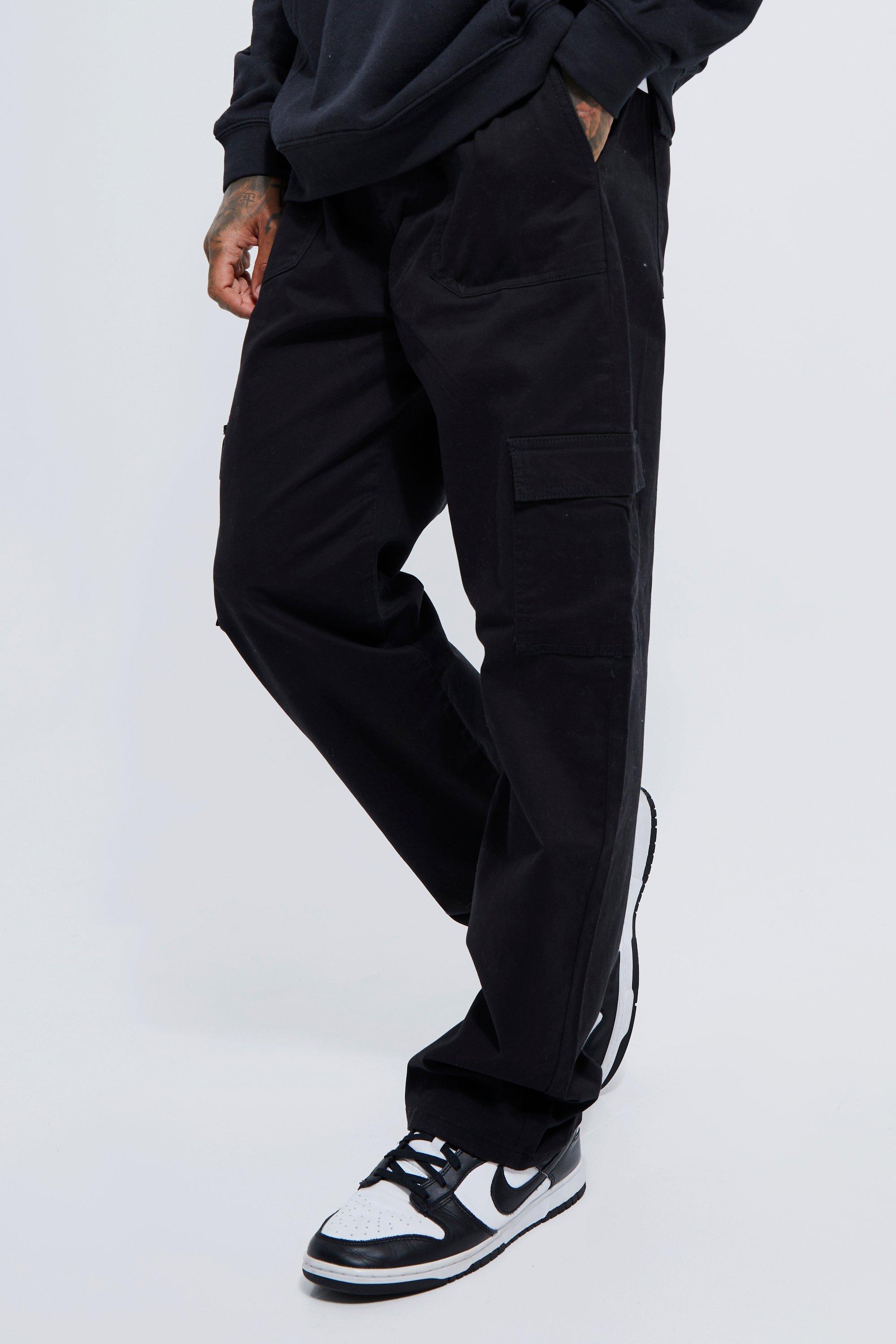 Elastic Waist Straight Leg Twill Cargo Trouser