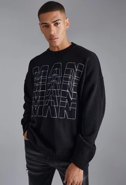 Black Man Repeat Embroidered Sweater