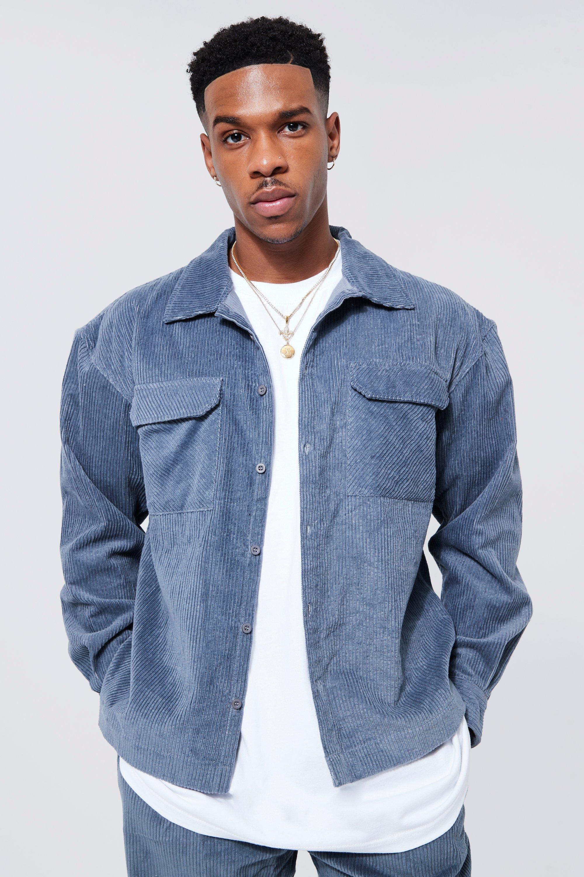Grey Boxy Cord Overshirt