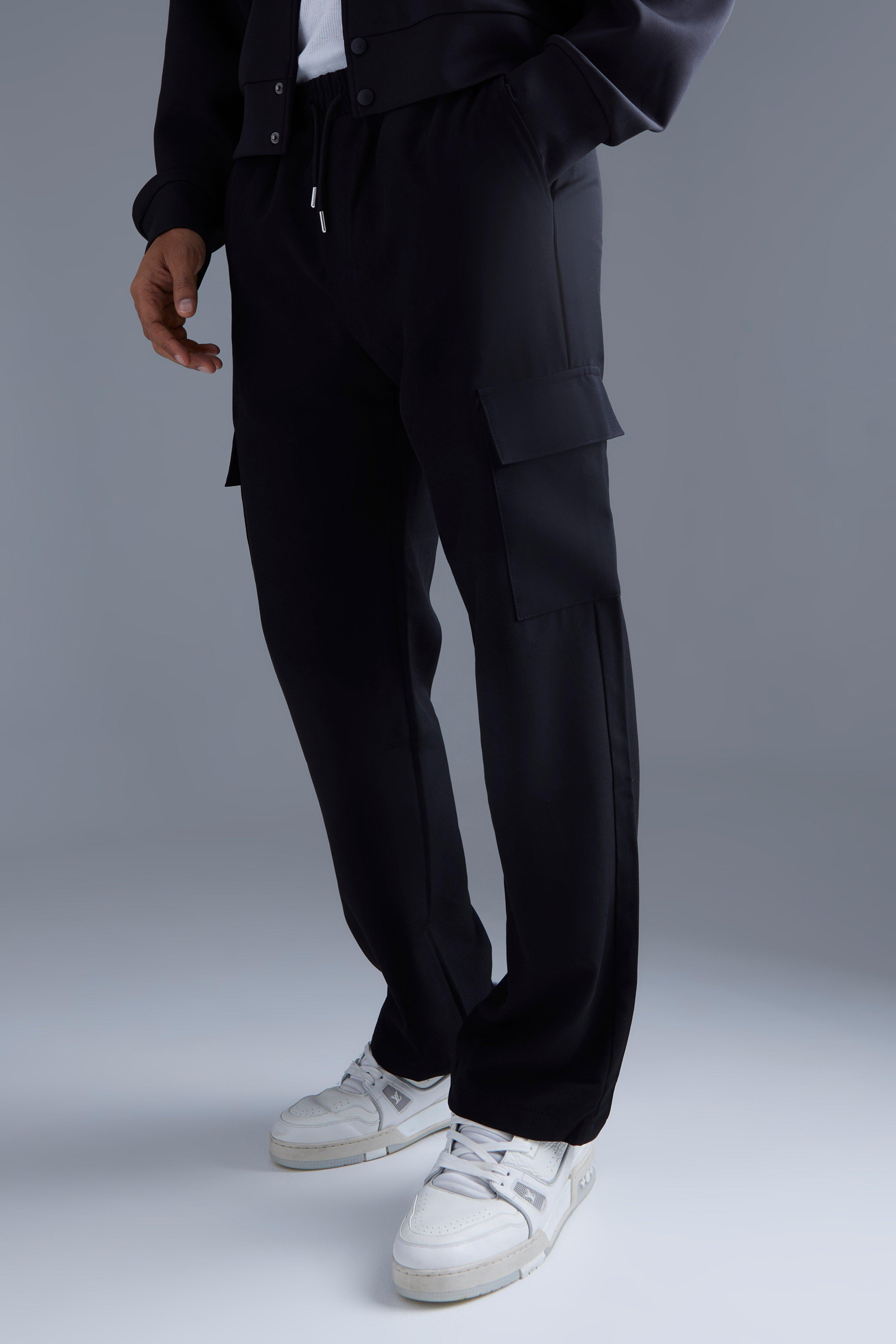 Elastic Waist Straight Leg Twill Cargo Trouser