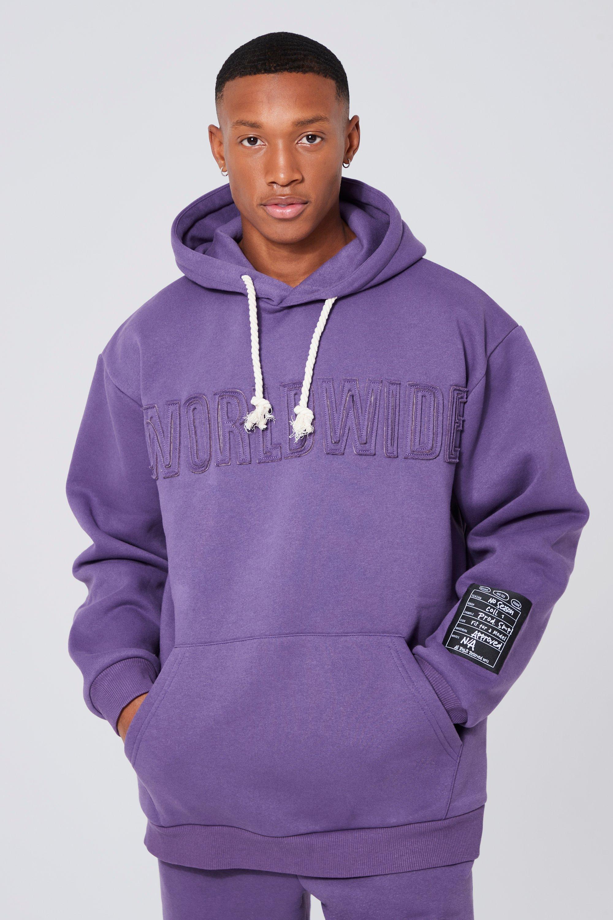 Oversized Worldwide Applique Hoodie | boohooMAN