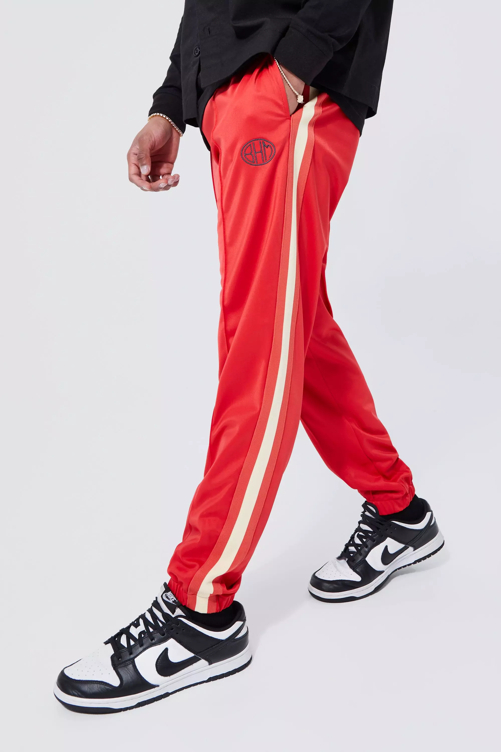 Slim Fit Tricot Tape Jogger boohooMAN