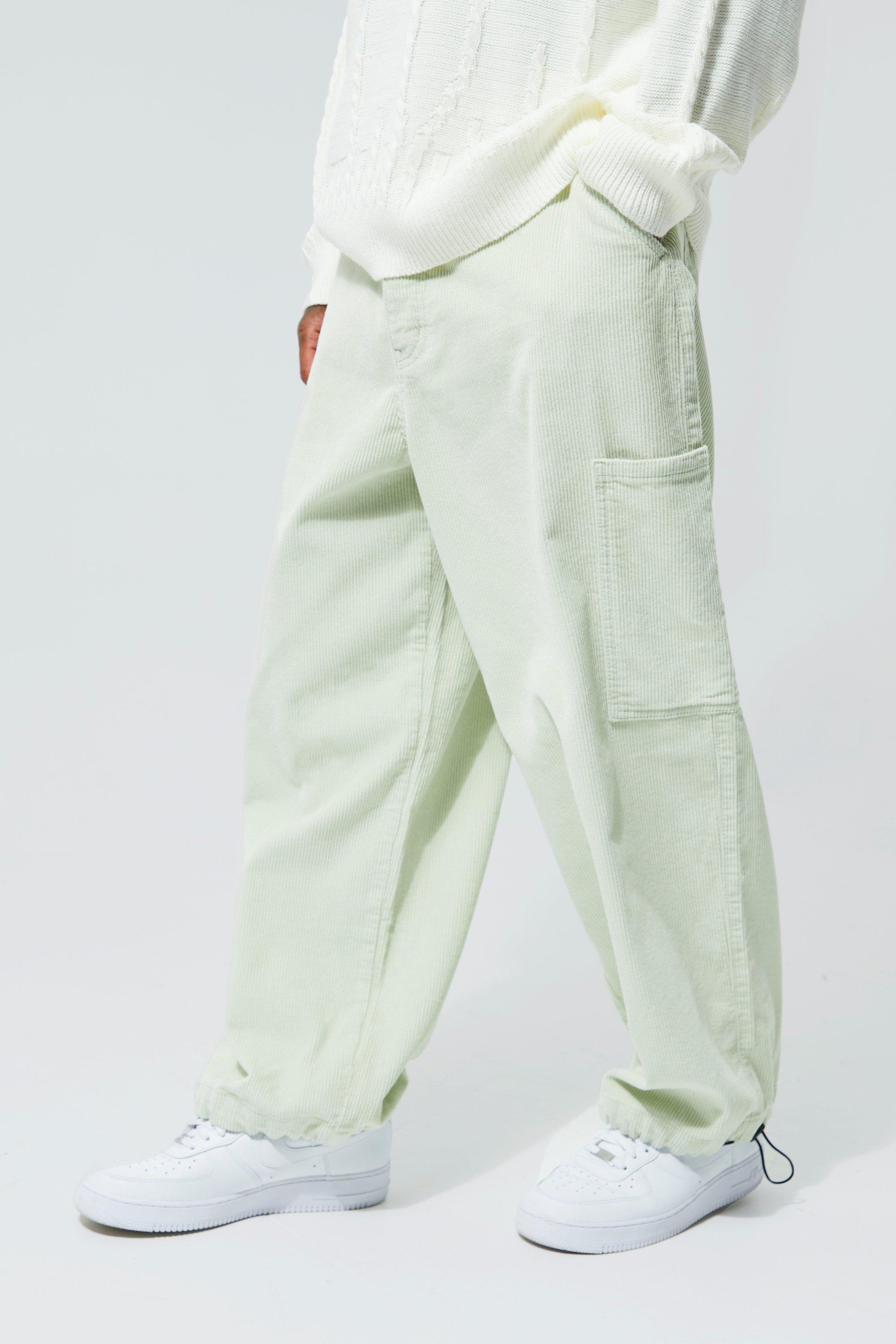 Cord Cargo Pants With Bungee Cuff | boohooMAN USA