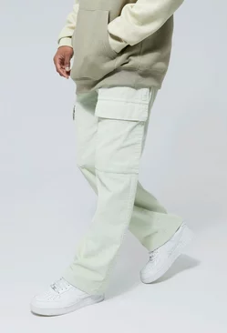 Sage Green Relaxed Fit Corduroy Cargo Pants