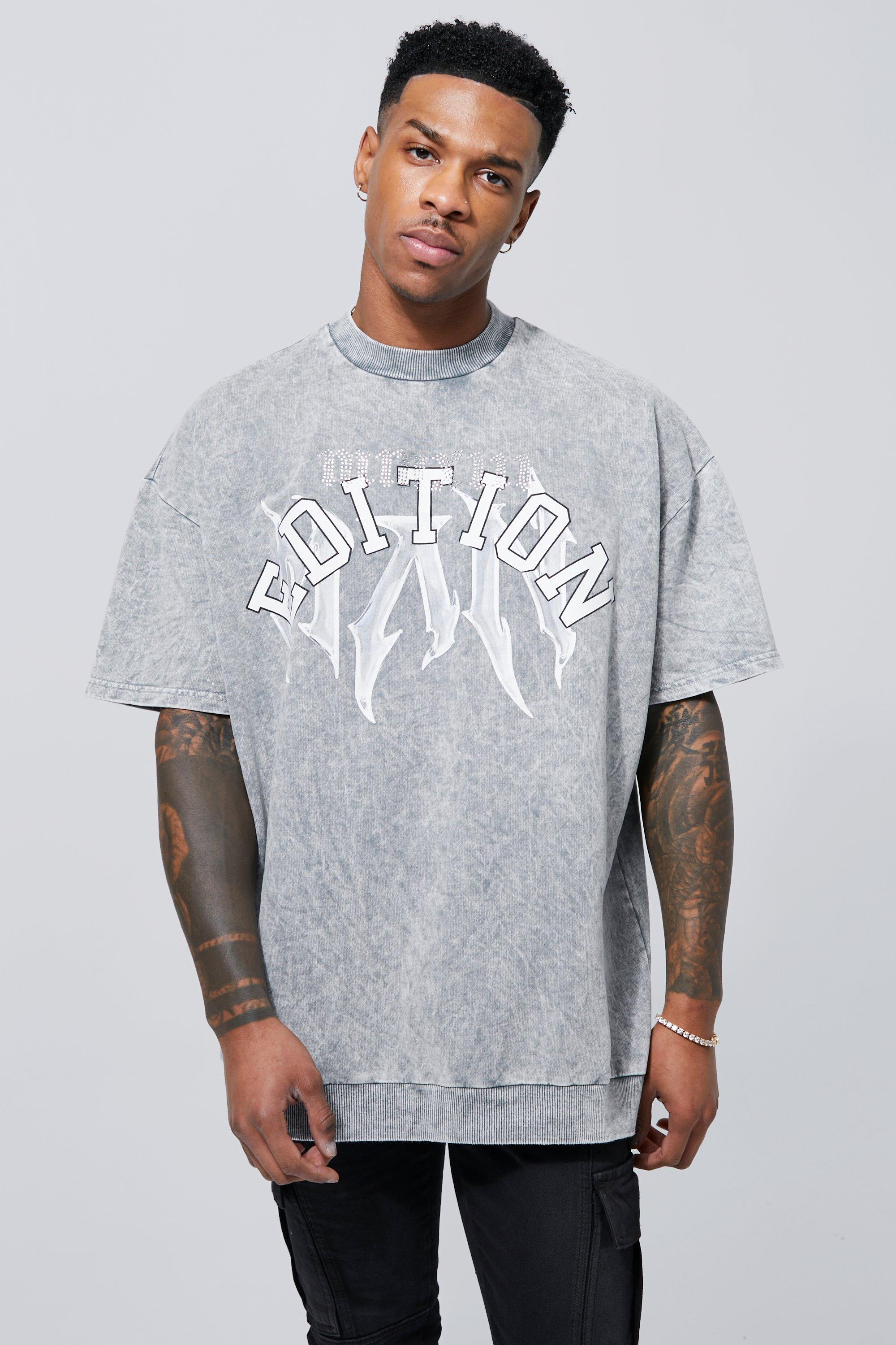 Plus Graphic Oversized Acid Wash T-Shirt