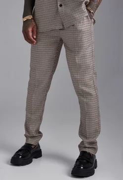 Elasticated Skinny Dogtooth Trouser brown