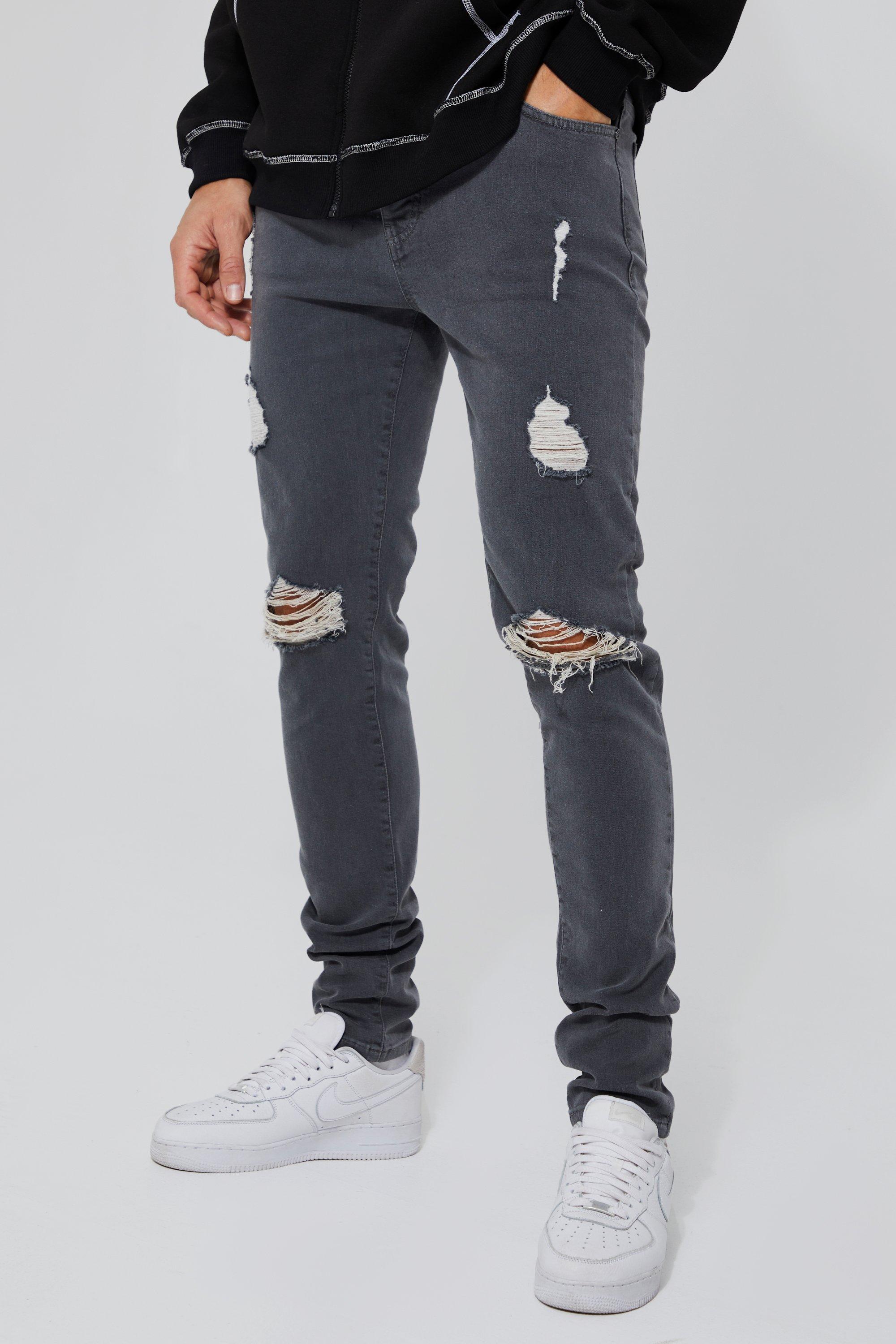 Tall Skinny Stretch Exploded Knee Ripped Jeans