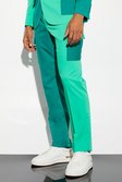 Green Straight Leg Colourblock Suit Pants