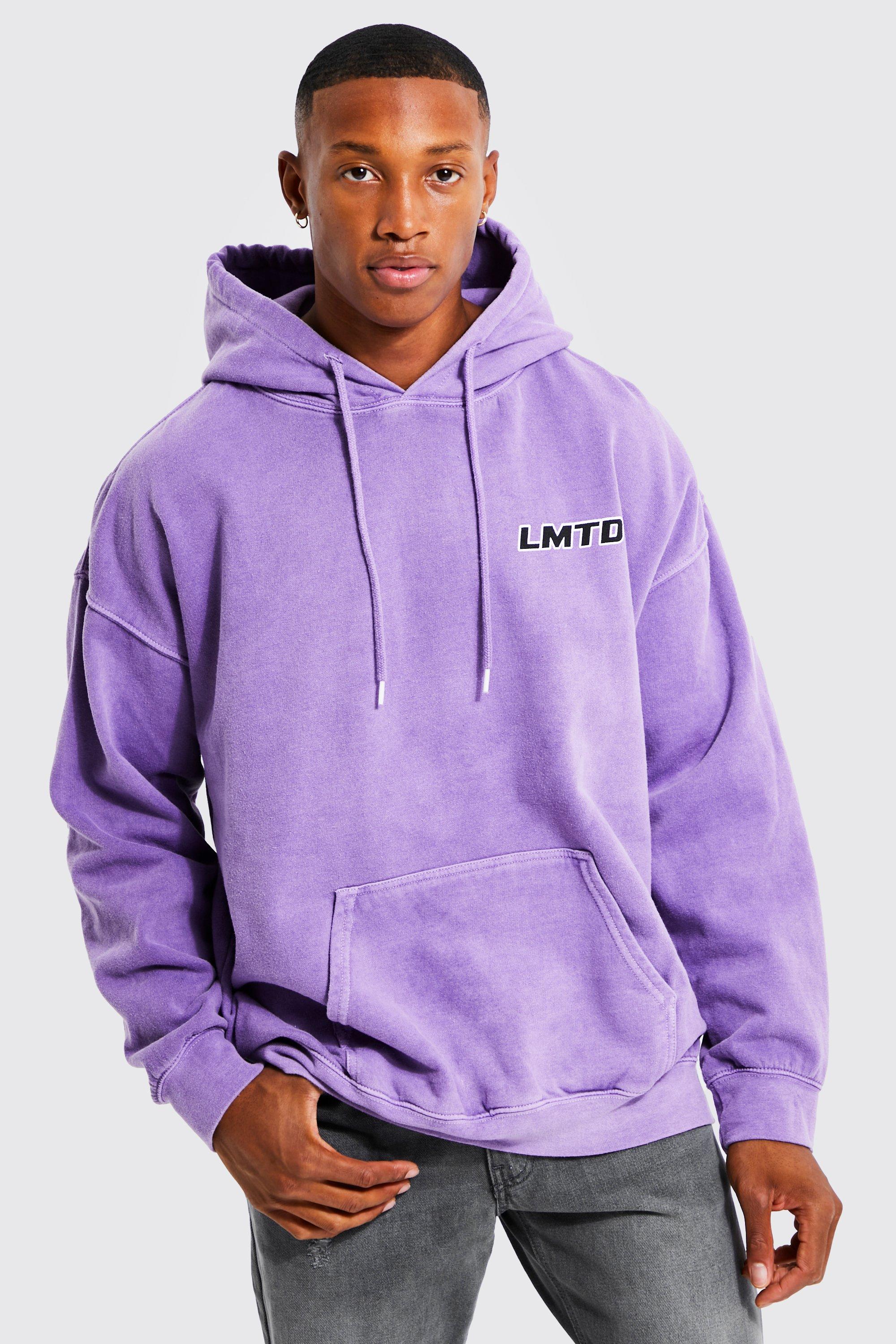 Oversized Overdyed Lmtd Print Hoodie | boohooMAN USA