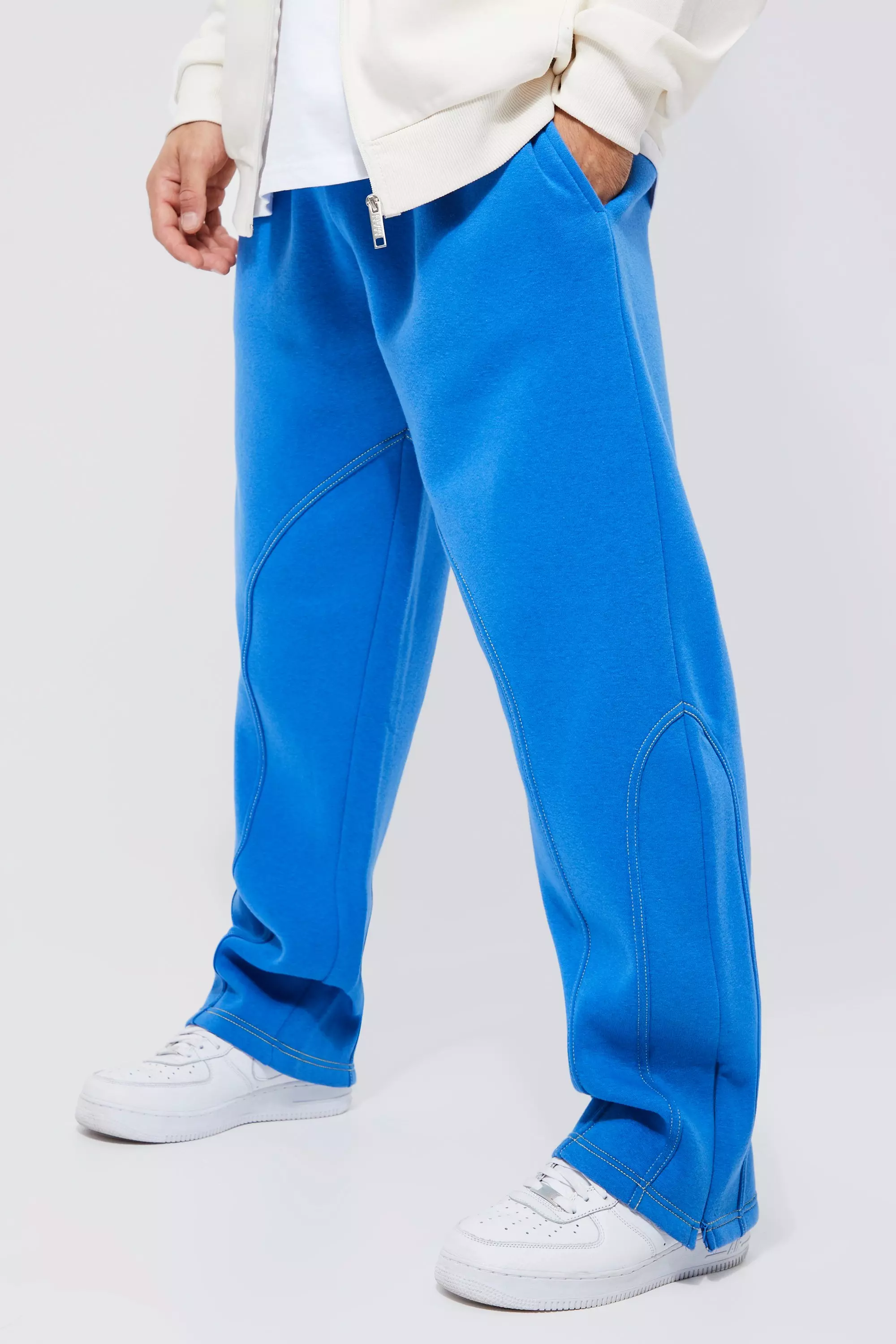 Relaxed Contrast Stitch Zip Hem Jogger boohooMAN IE