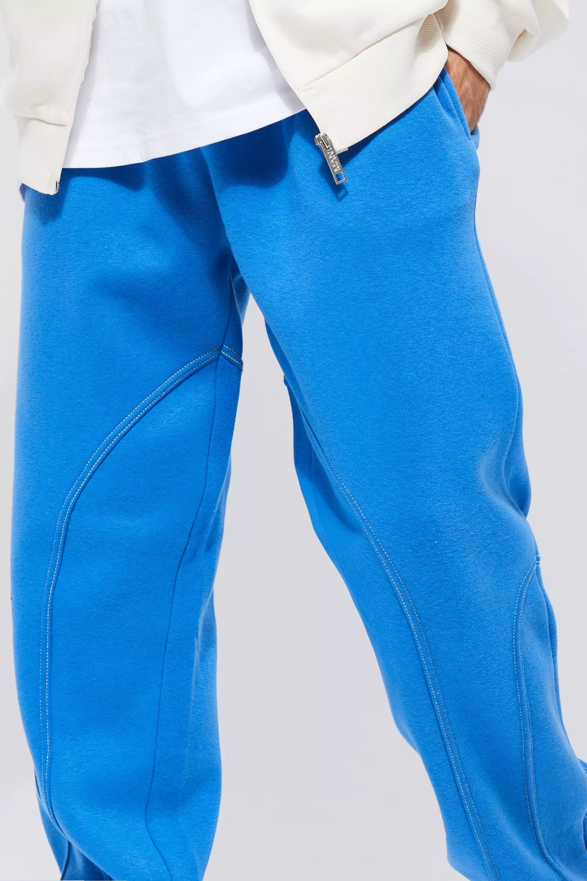 Relaxed Contrast Stitch Zip Hem Jogger boohooMAN IE