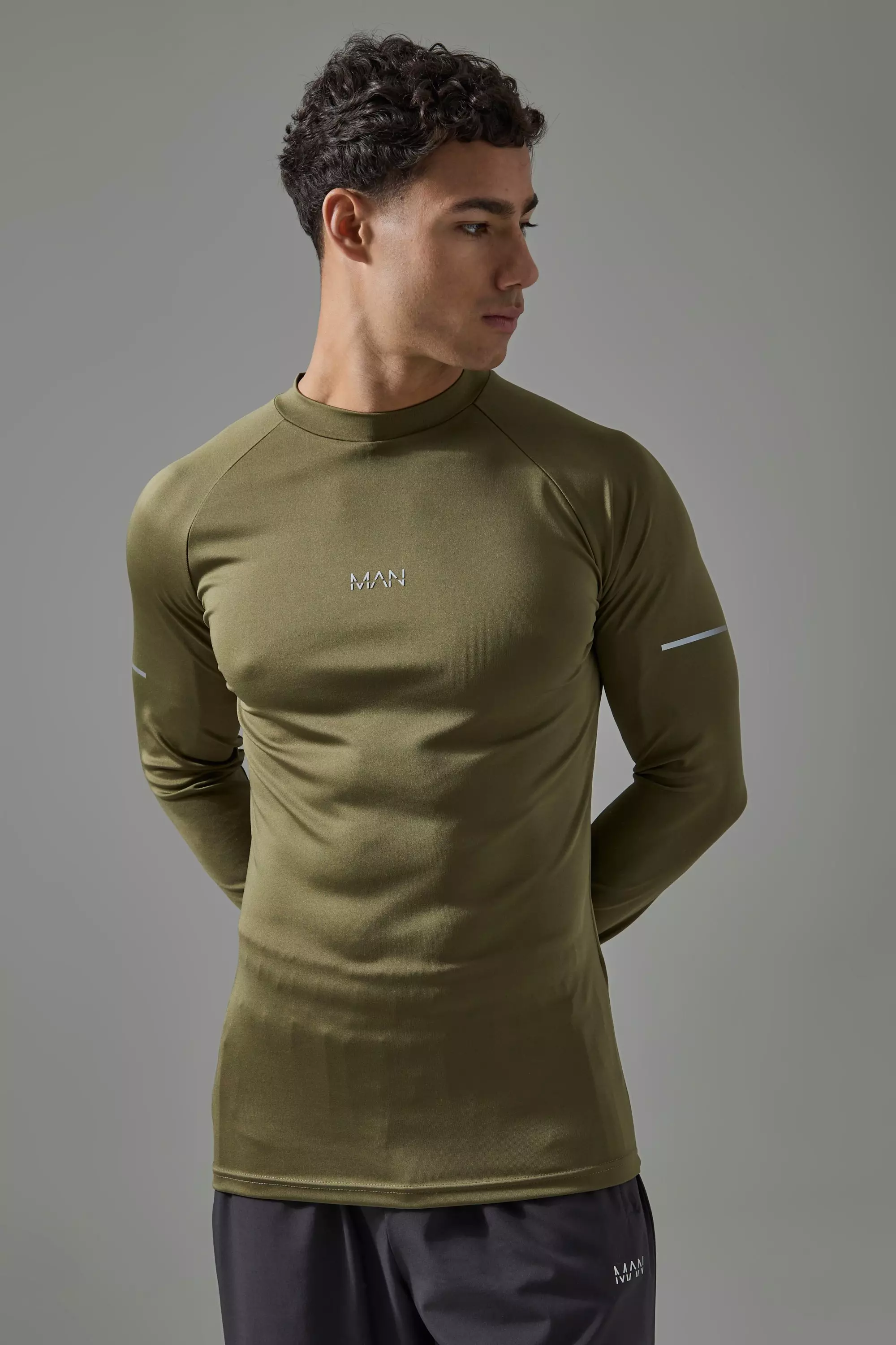 Man Active Compression Training Top Khaki