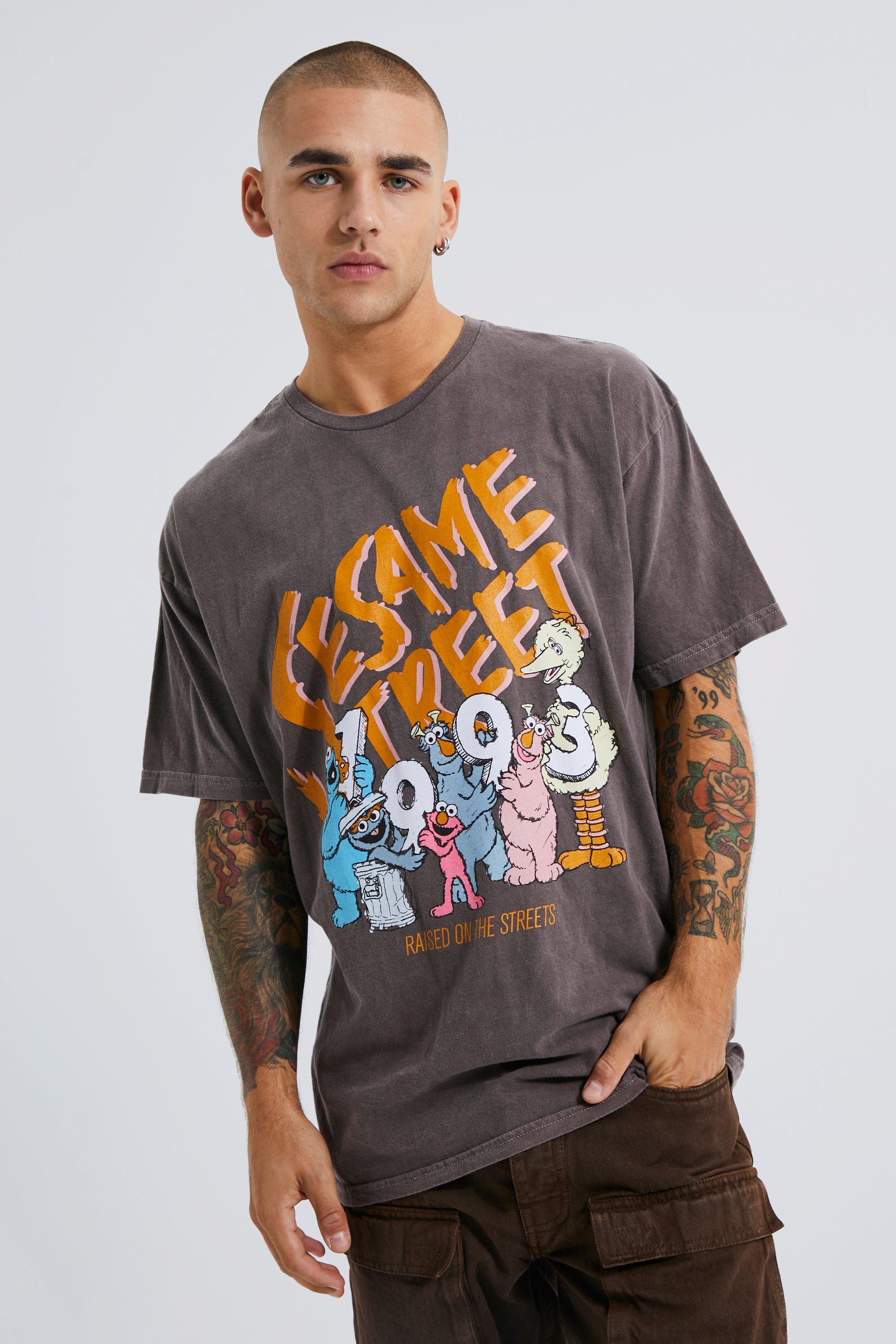 Oversized Cookie Monster Washed T-shirt | boohooMAN USA