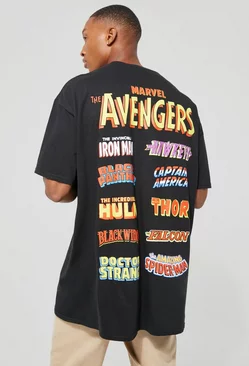 Oversized Marvel Avengers License T-shirt Black