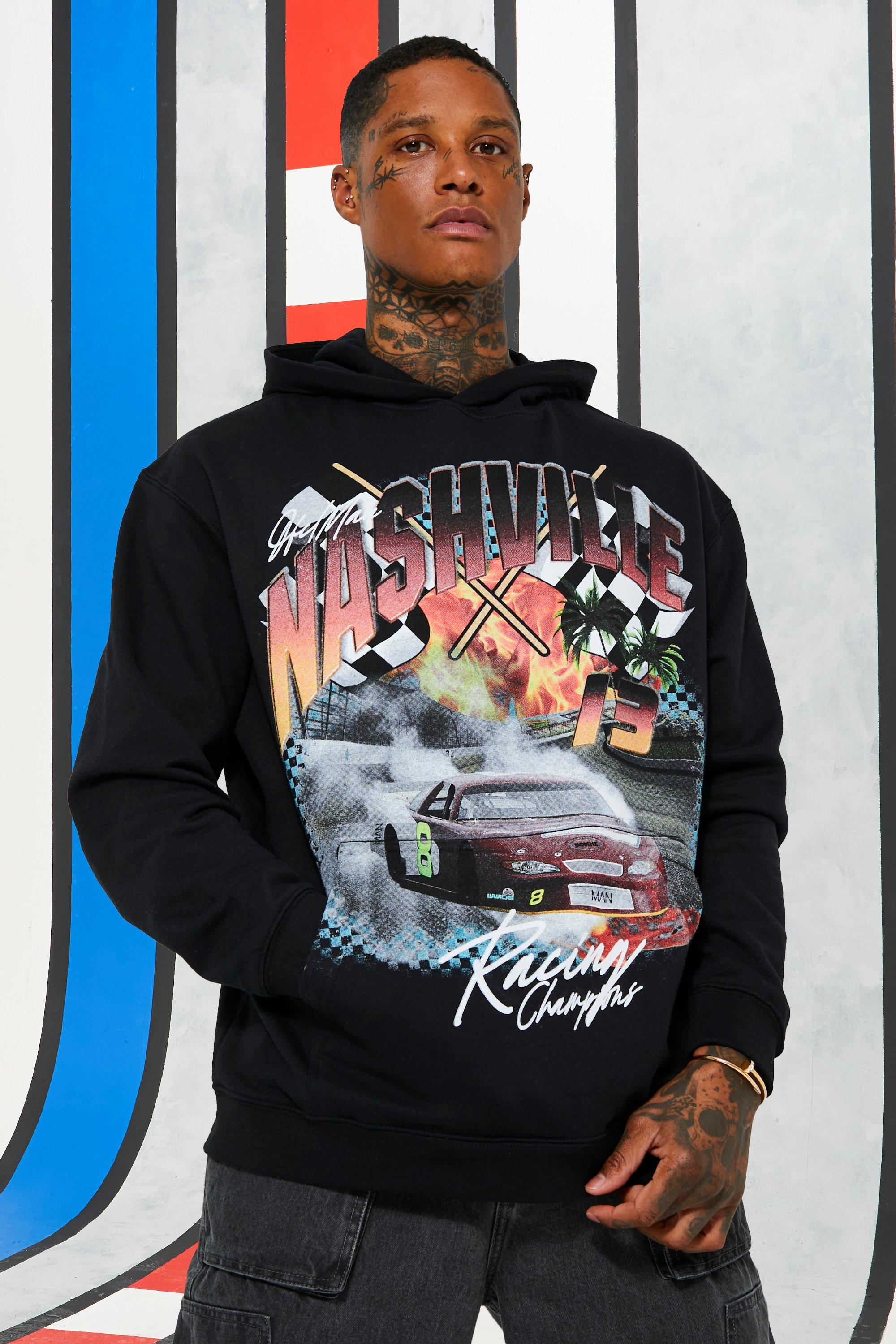 Men car and letter graphic sweatshirt hot sale