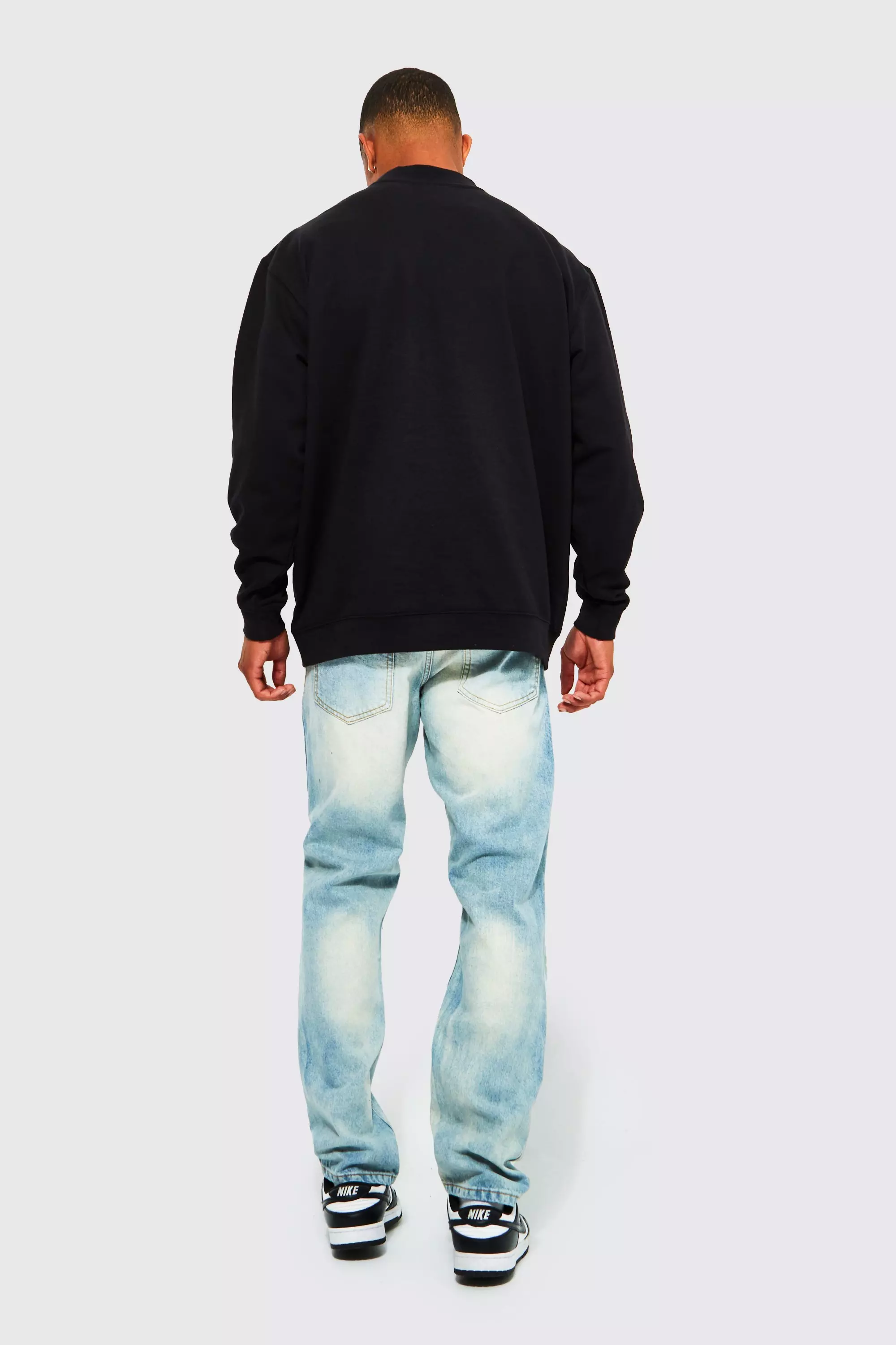 Black Oversized Line Drawn Flower Print Sweatshirt alternative image