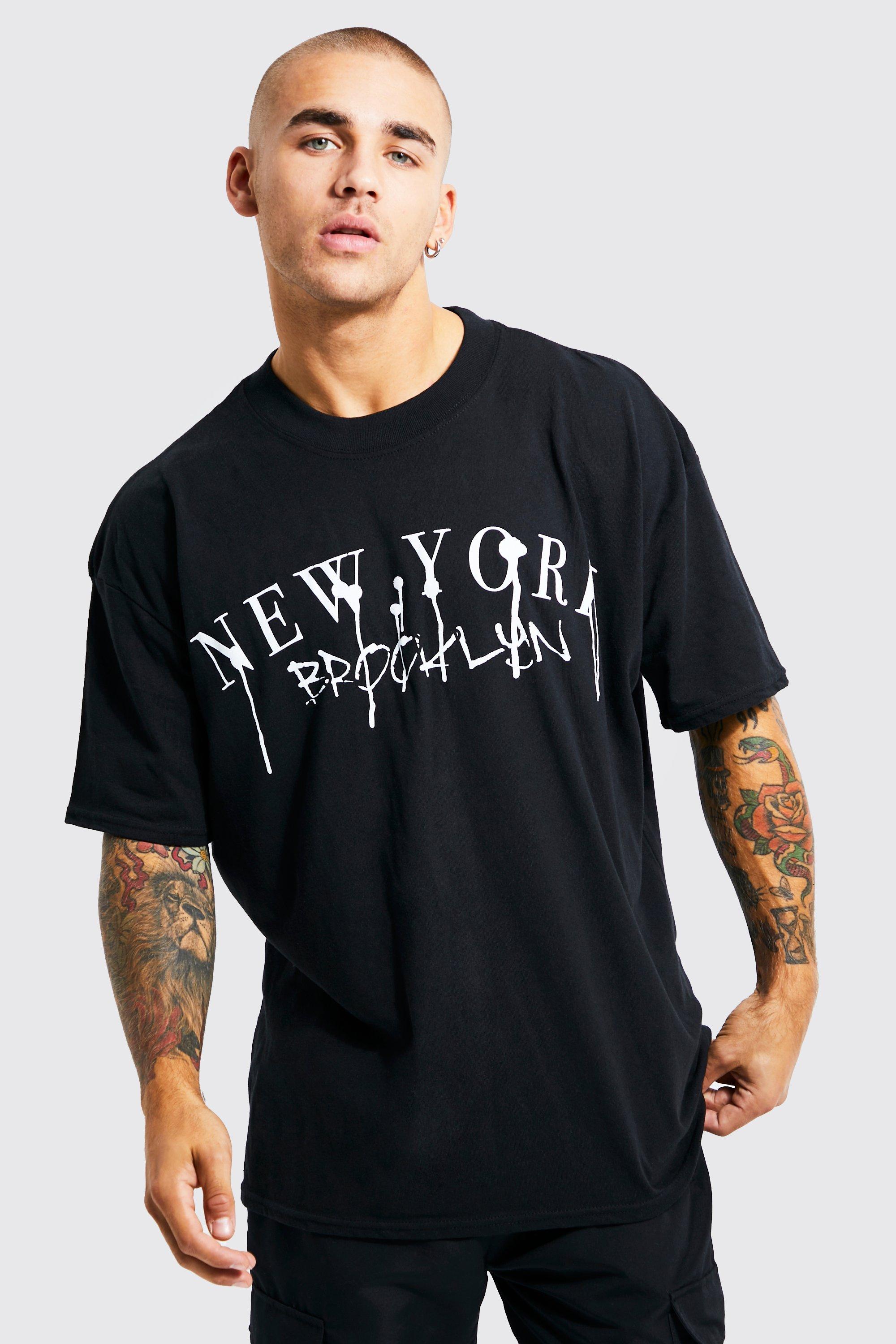 boohooMAN Oversized New York Graphic T-Shirt - Black - Size L