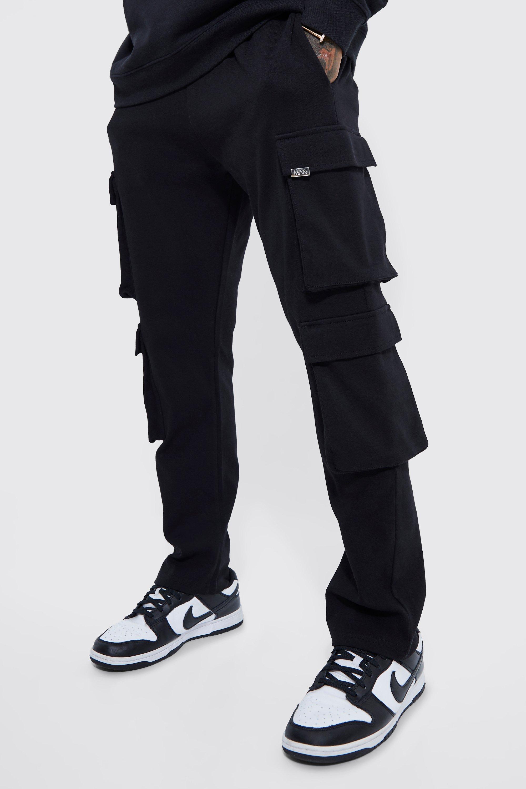 Slim Double Pocket Interlock Cargo Jogger | boohooMAN USA