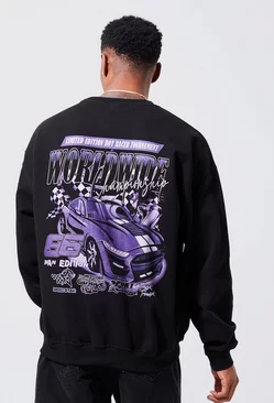Oversized Worldwide Car Graphic Sweatshirt black