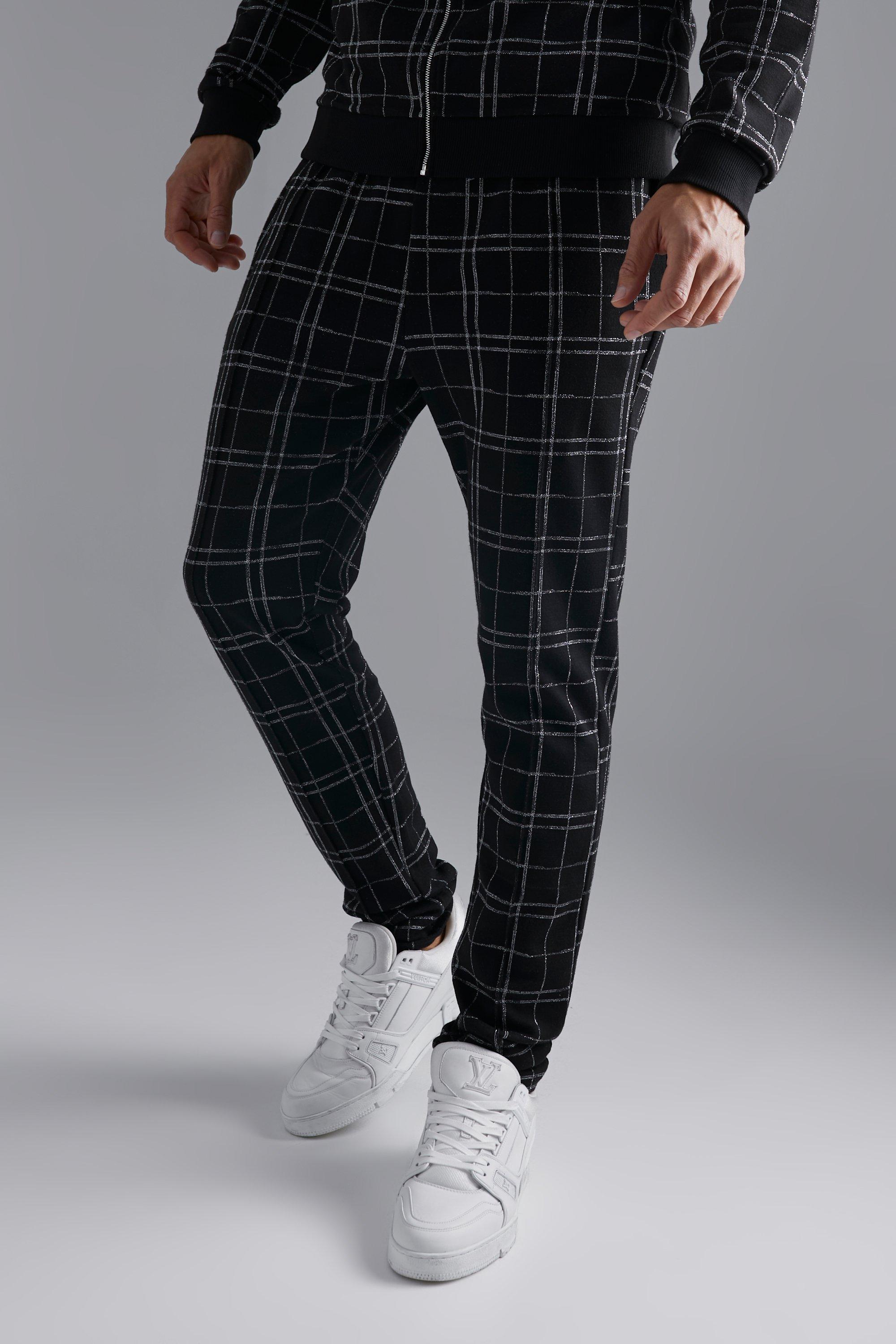 Boohooman smart checked sales jogger