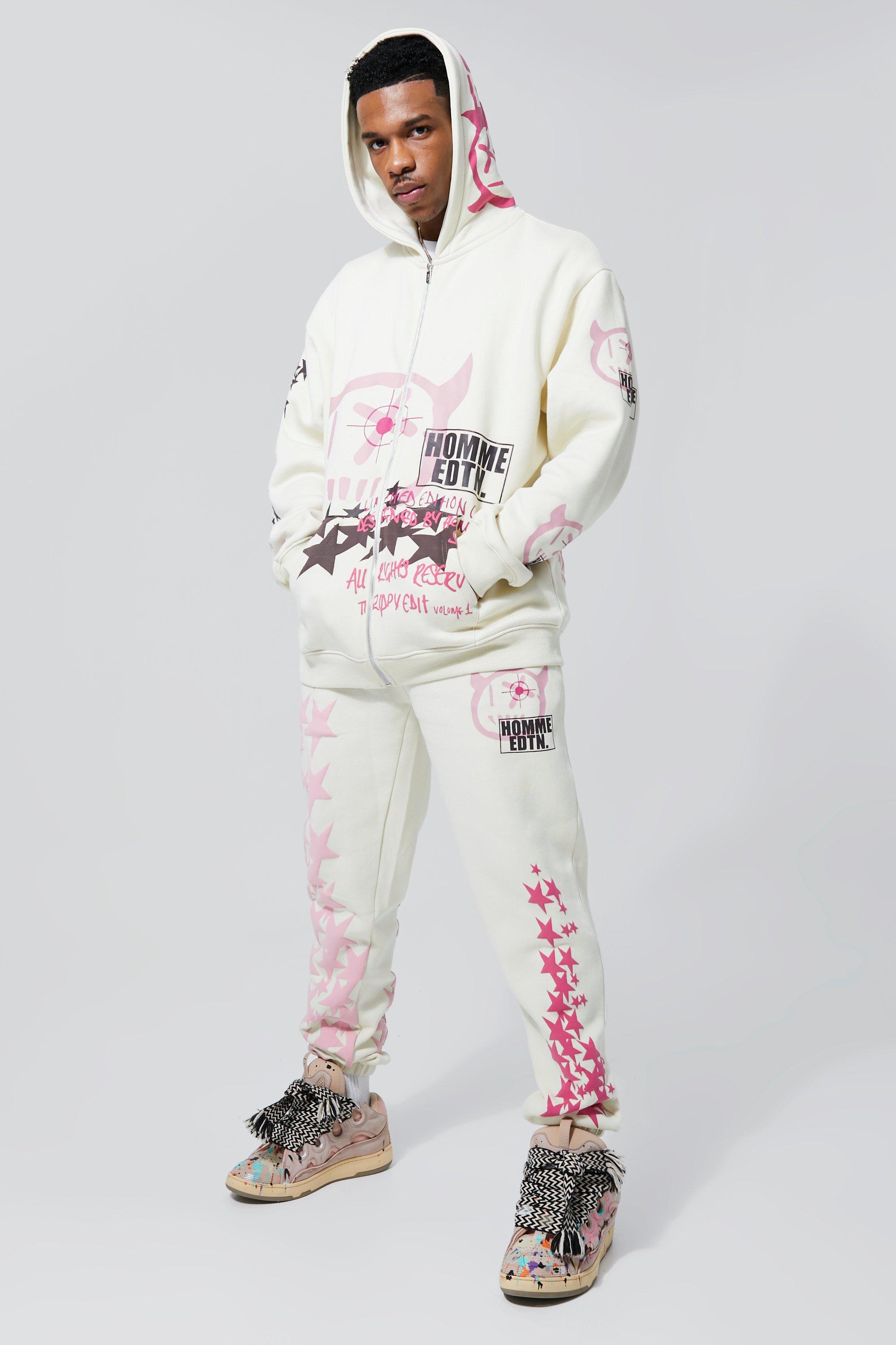 Boohooman all cheap over print tracksuit