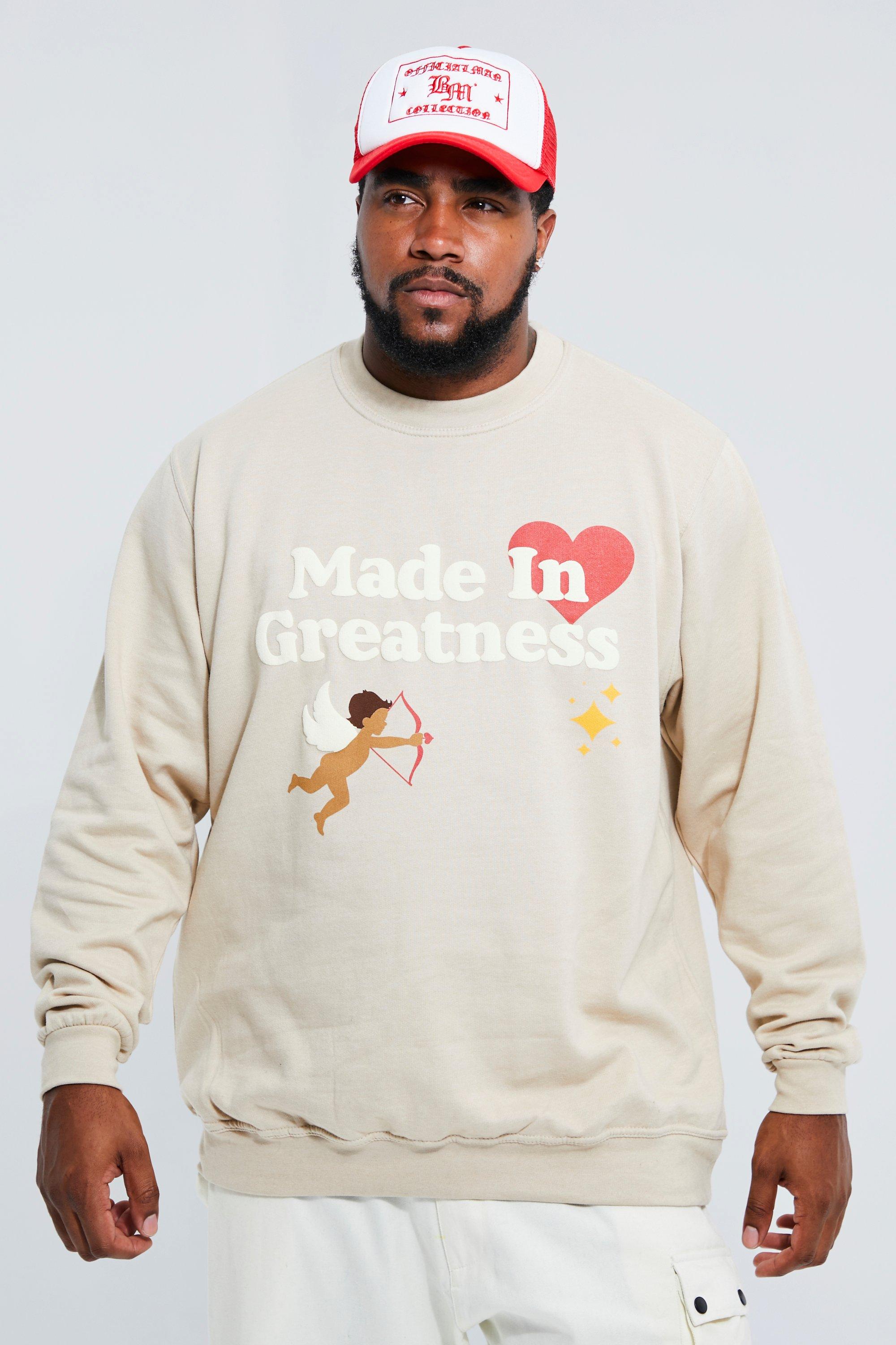 Plus Puff Print Sweatshirt | boohooMAN USA