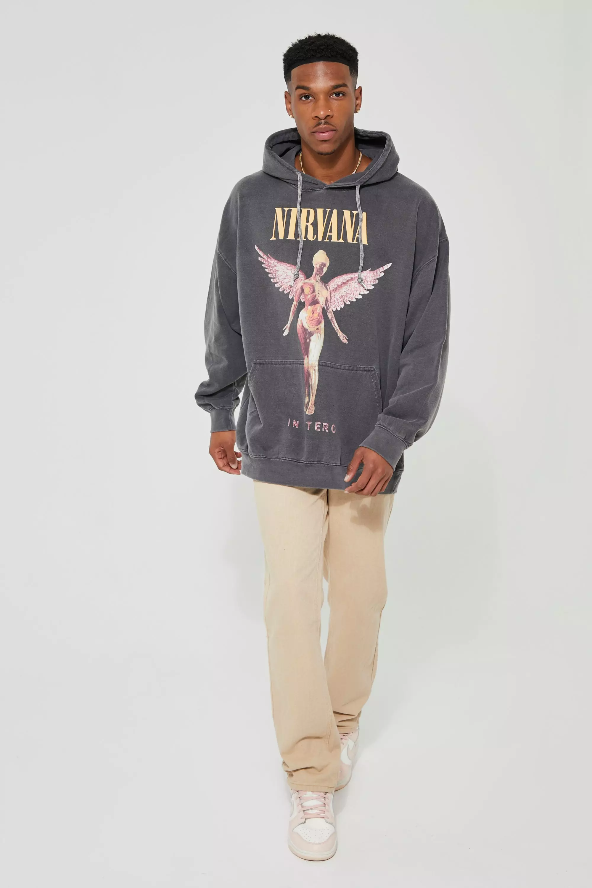Charcoal Oversized Nirvana Washed License Hoodie alternative image