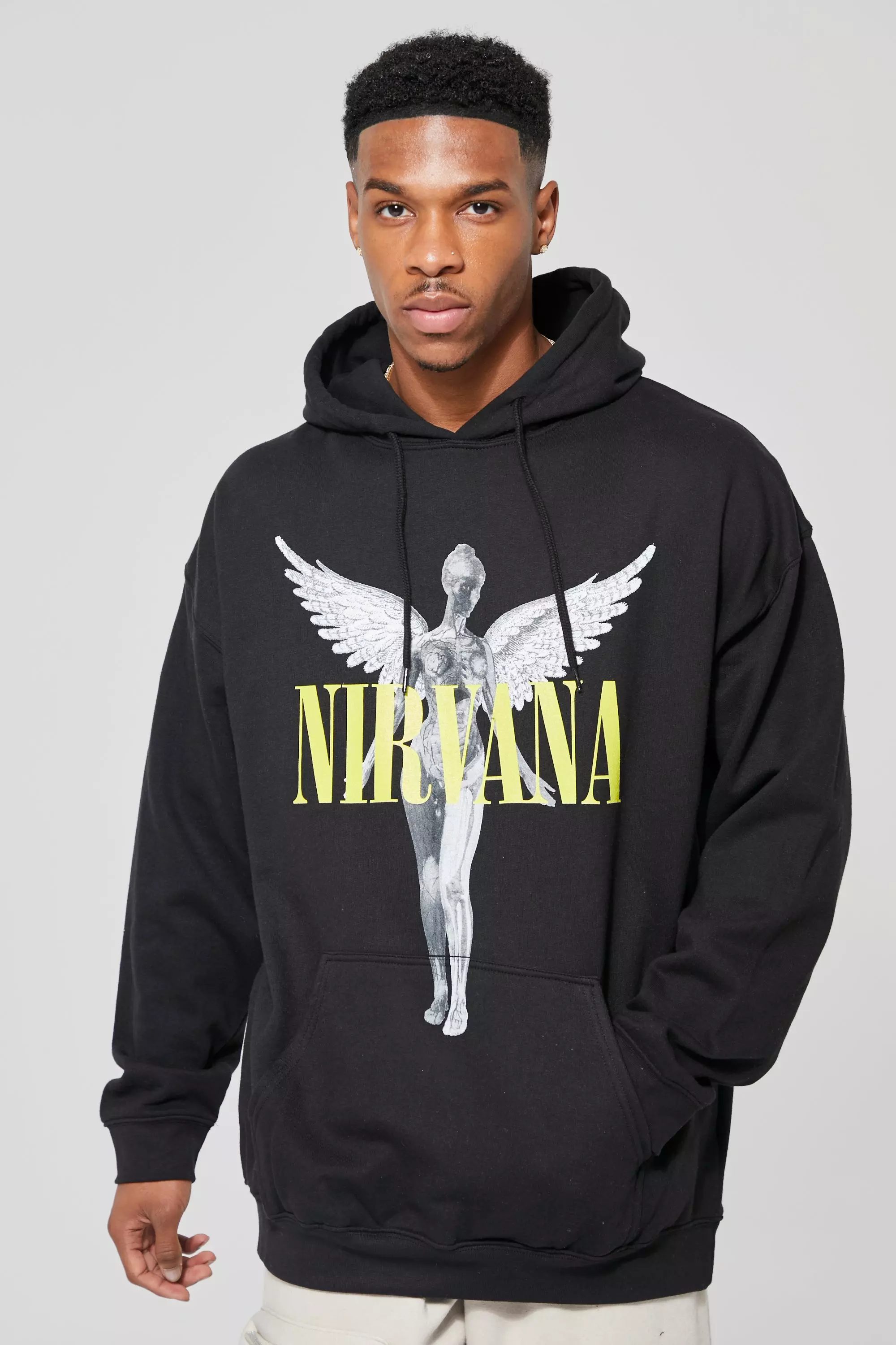Black Oversized Nirvana License Hoodie alternative image