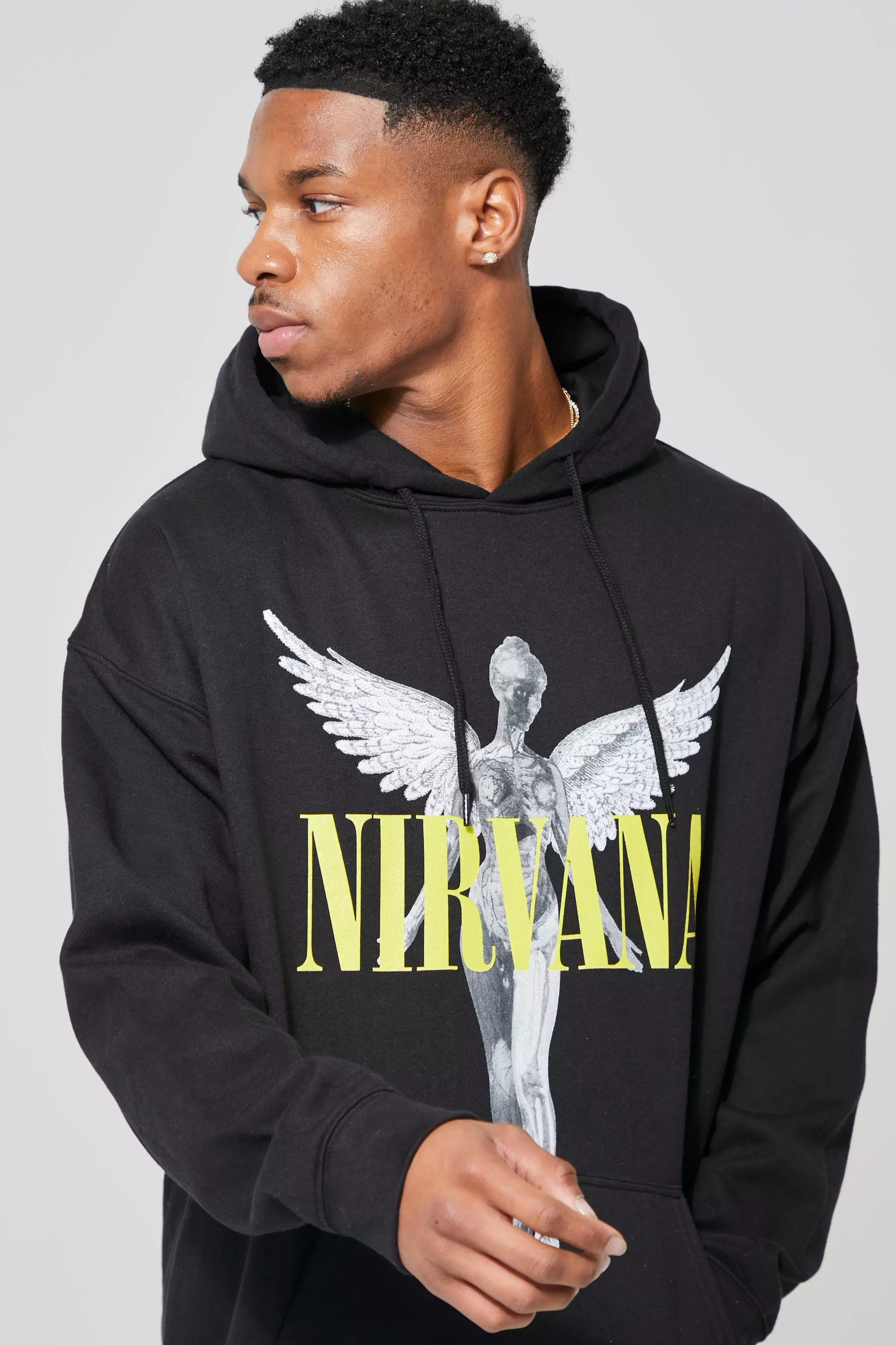 Black Oversized Nirvana License Hoodie alternative image