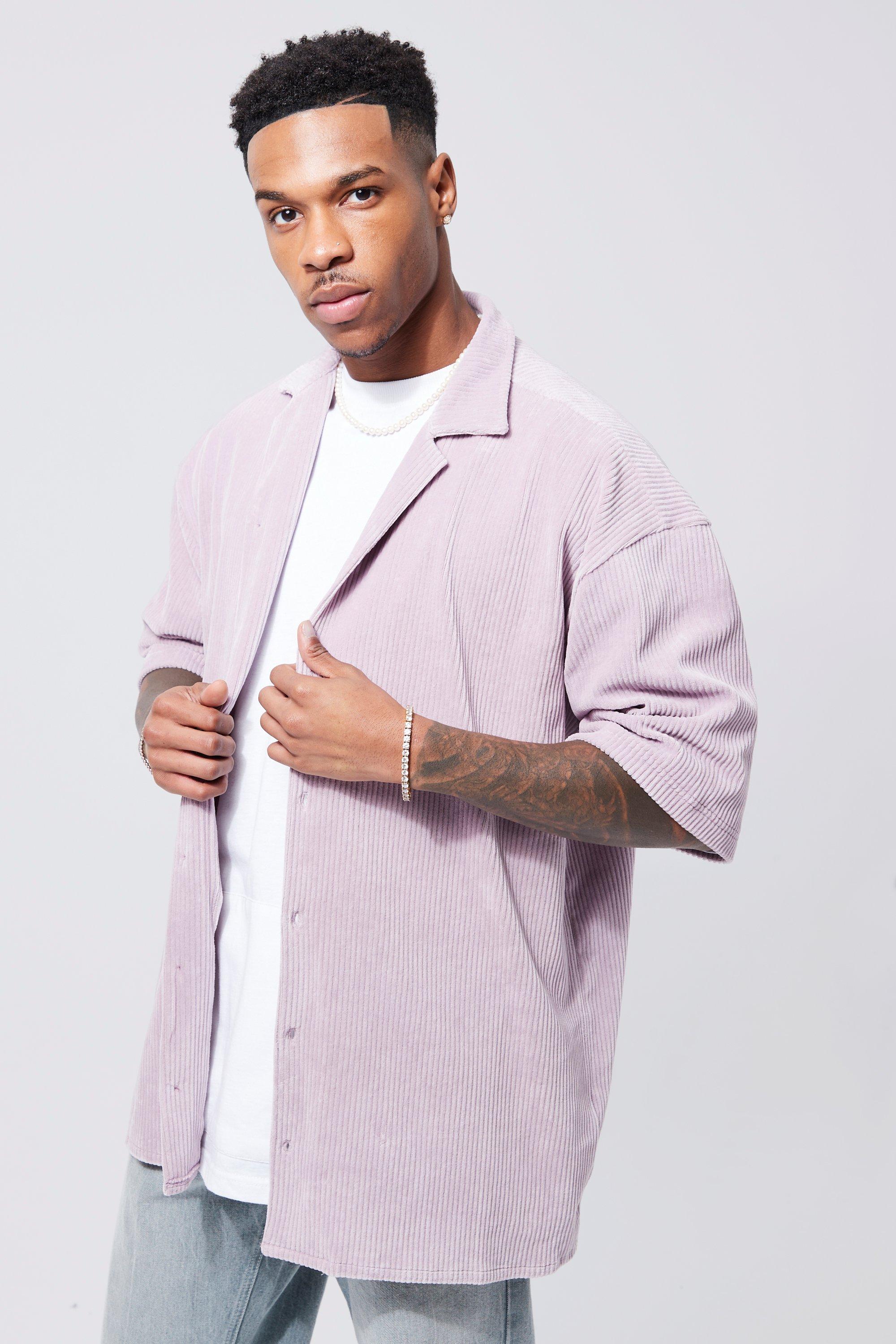 ASOS DESIGN regular smart linen shirt with mandarin collar in pink