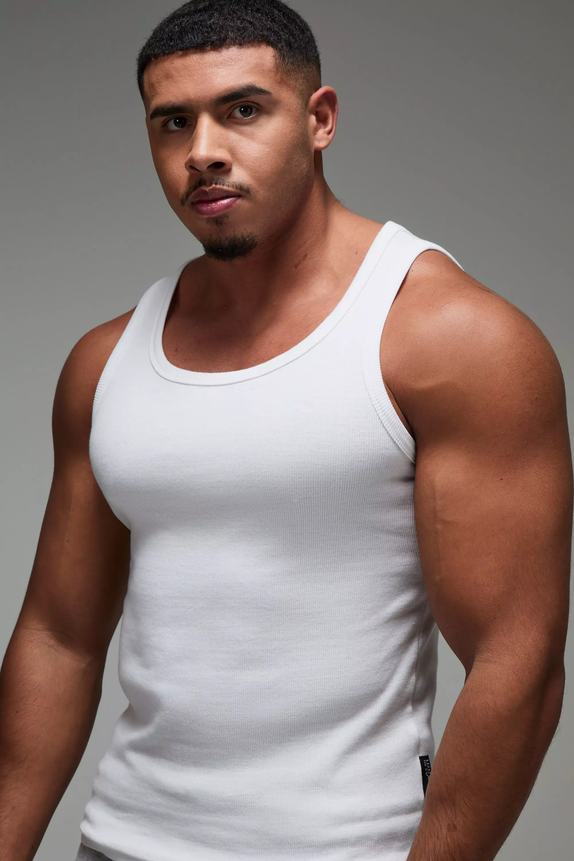 Man Active geripptes Muscle-Fit Gym Tanktop, White alternatives Bild