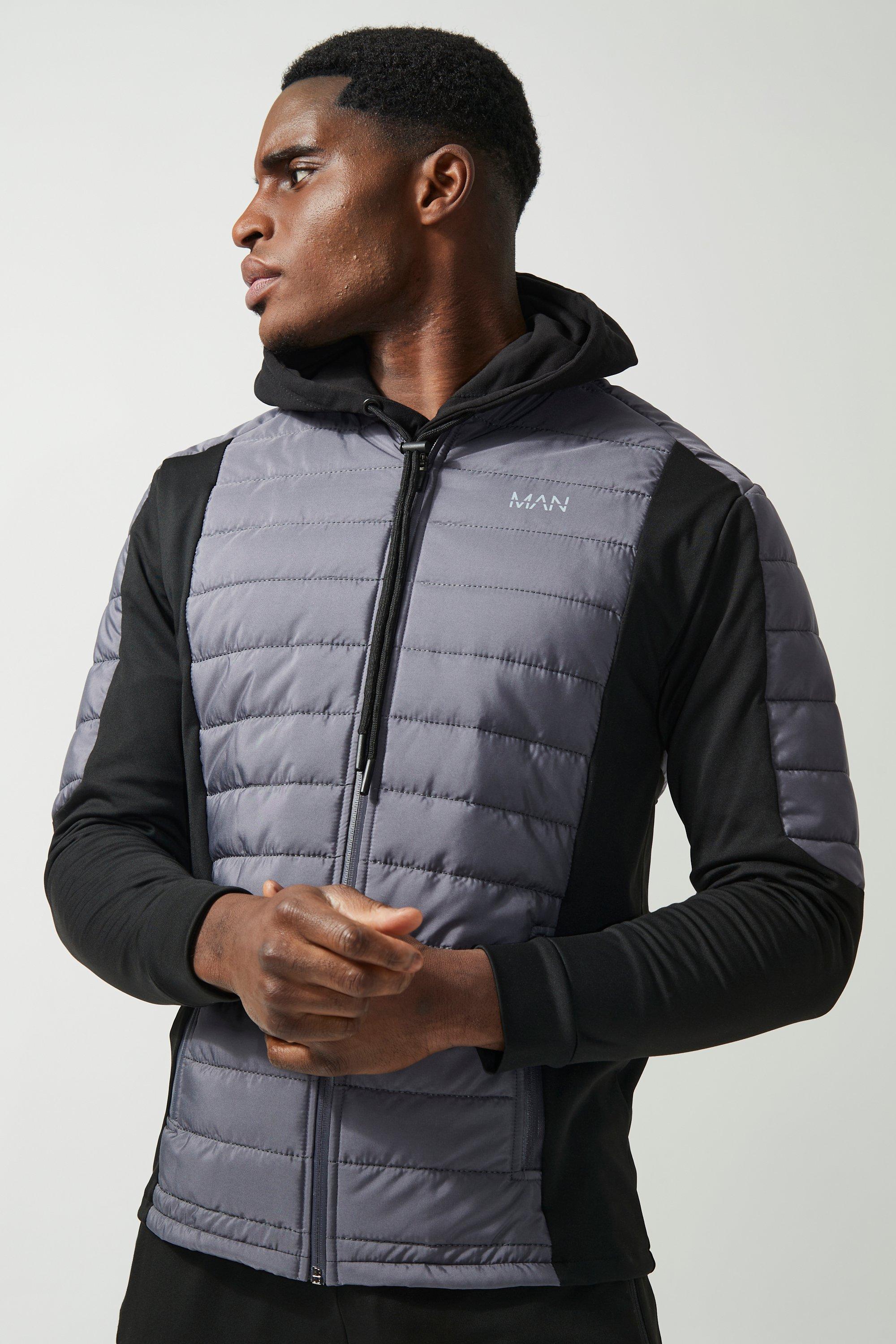 Man Active Hybrid Quilted Zip Through Jacket