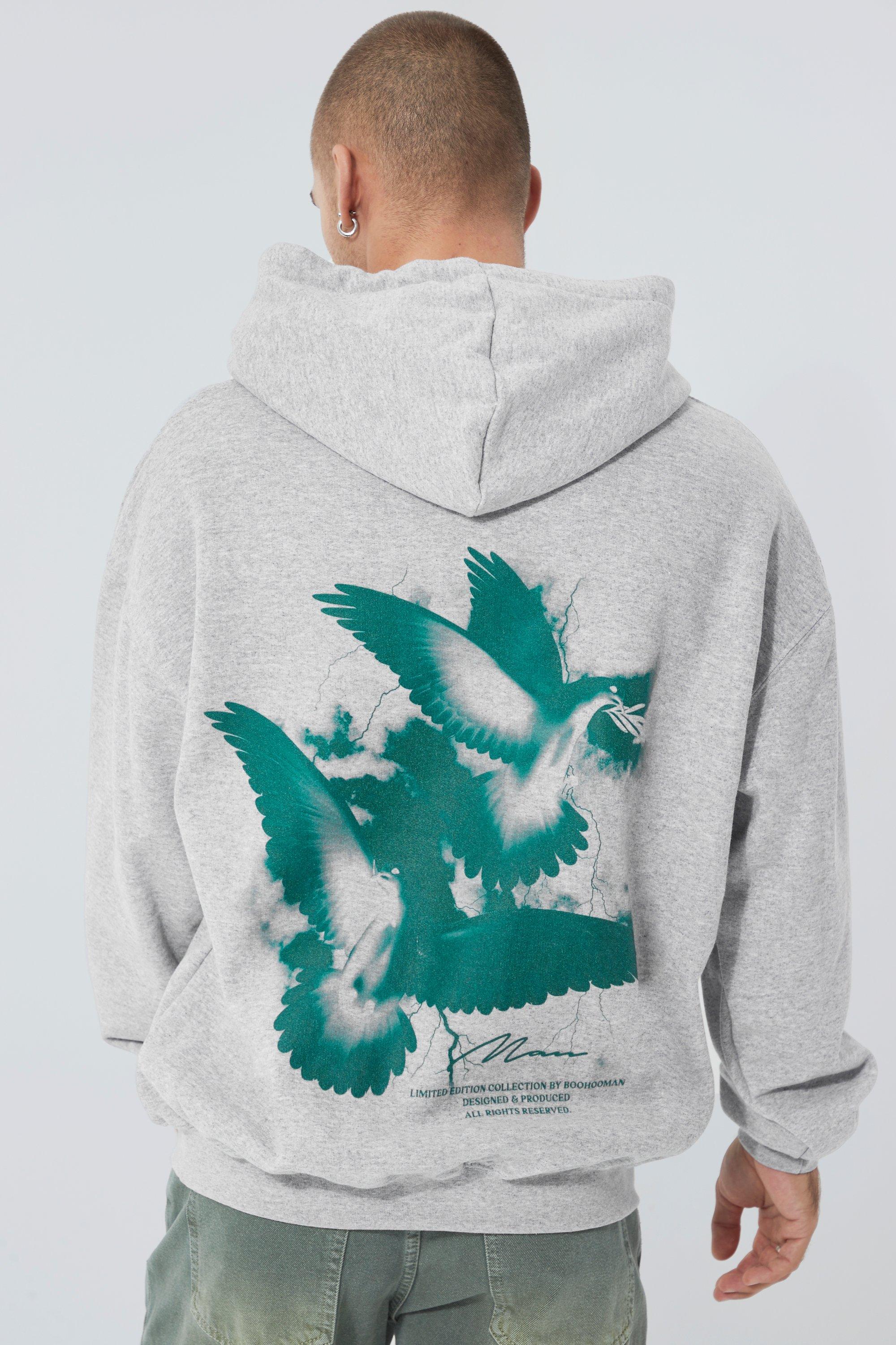 Oversized Dove Graphic Hoodie | boohooMAN UK