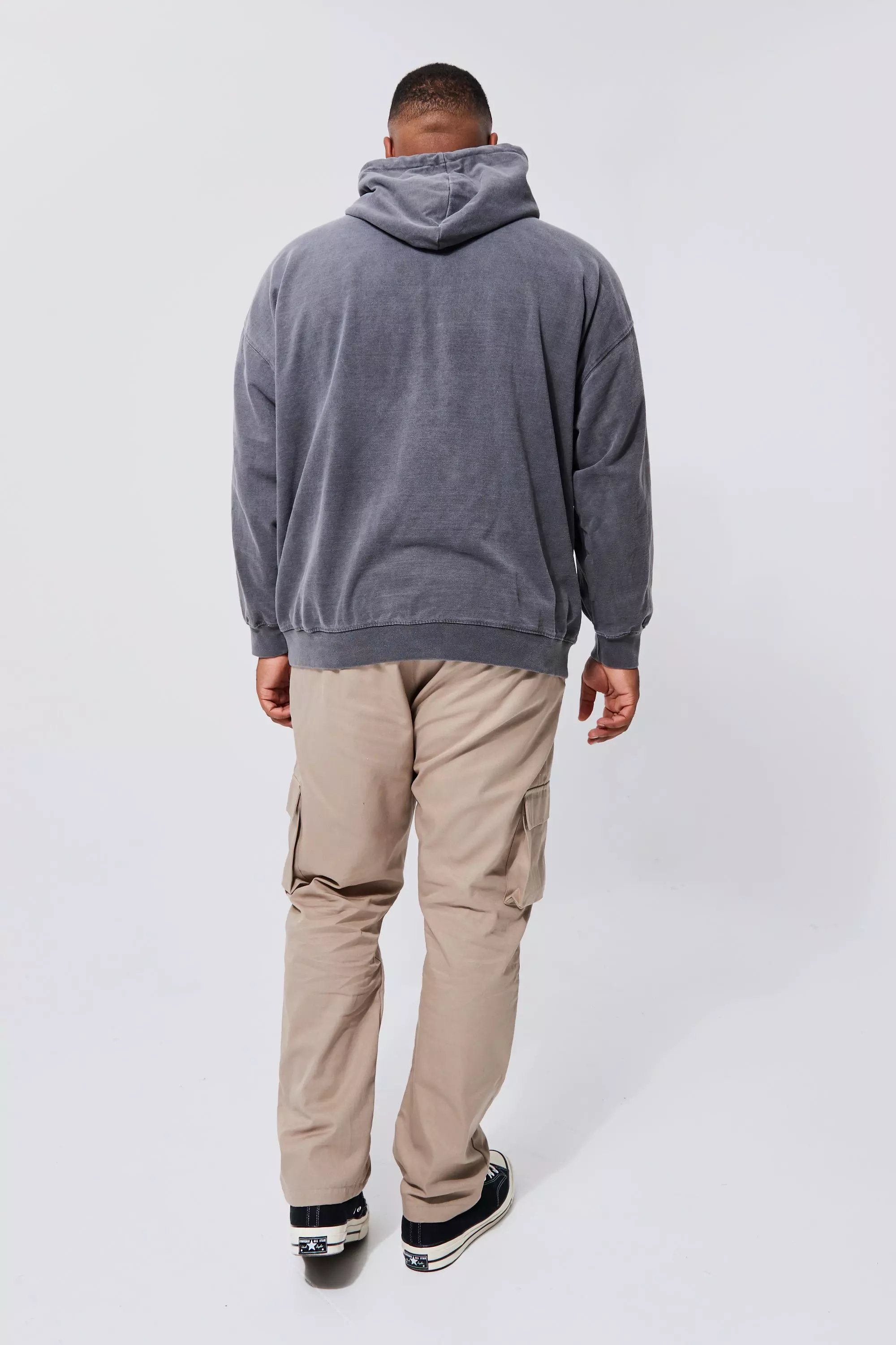 Charcoal Plus Overdye Text Puff Print Hoodie alternative image