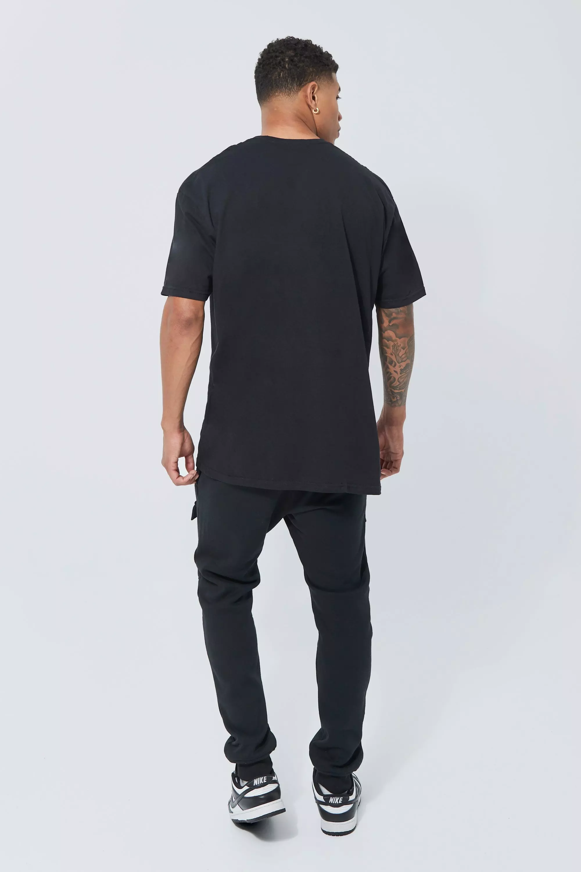 Black Oversized Varsity T-Shirt Met Folie Print alternatieve afbeelding