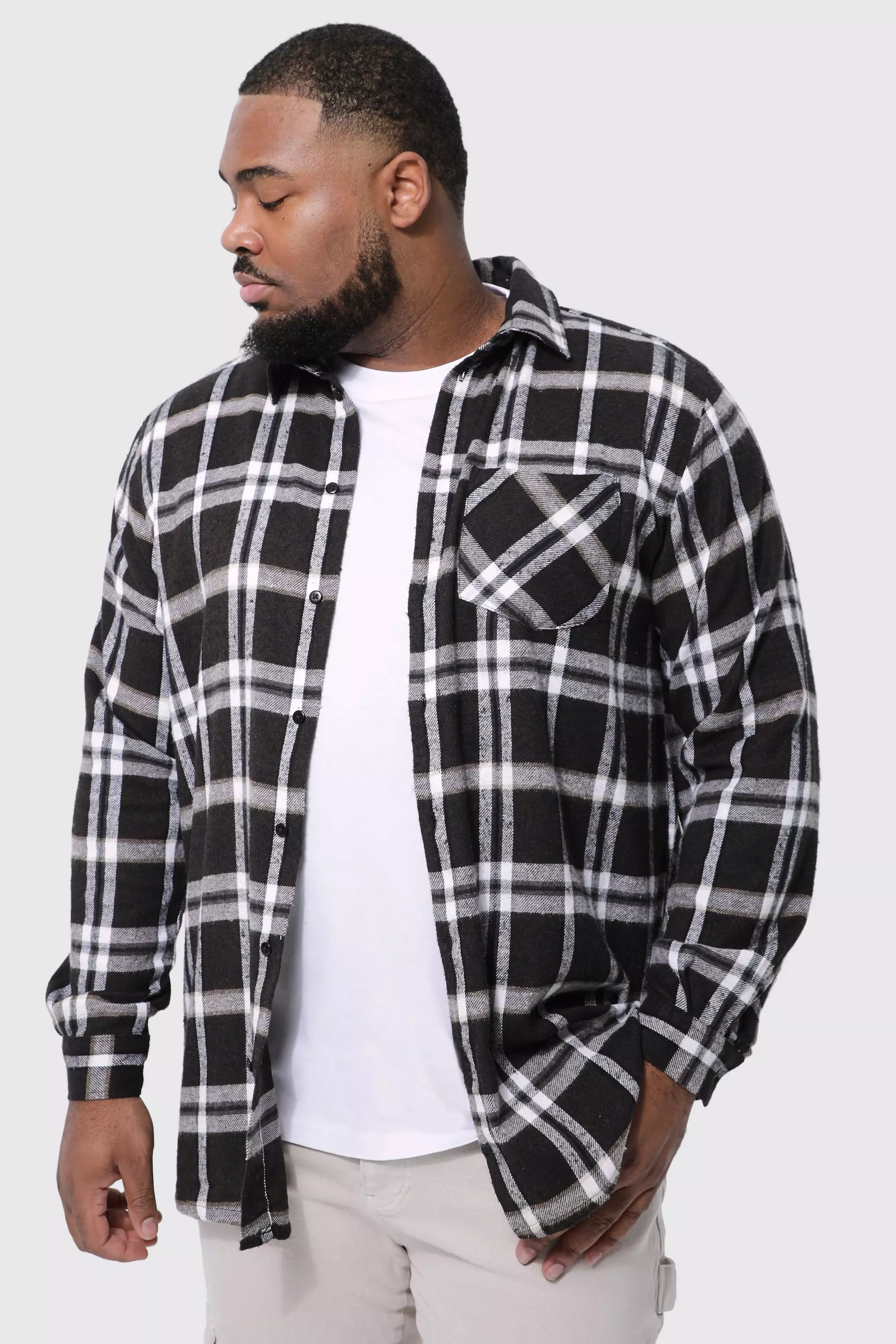 Longline check shirt hot sale