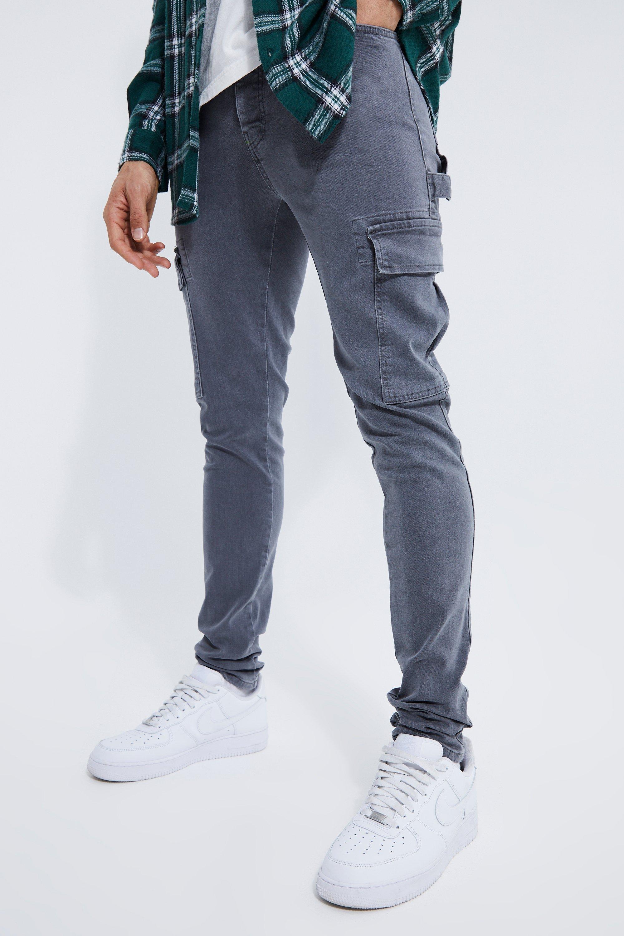 boohooMAN Men's Tall Skinny Carpenter Cargo Jeans