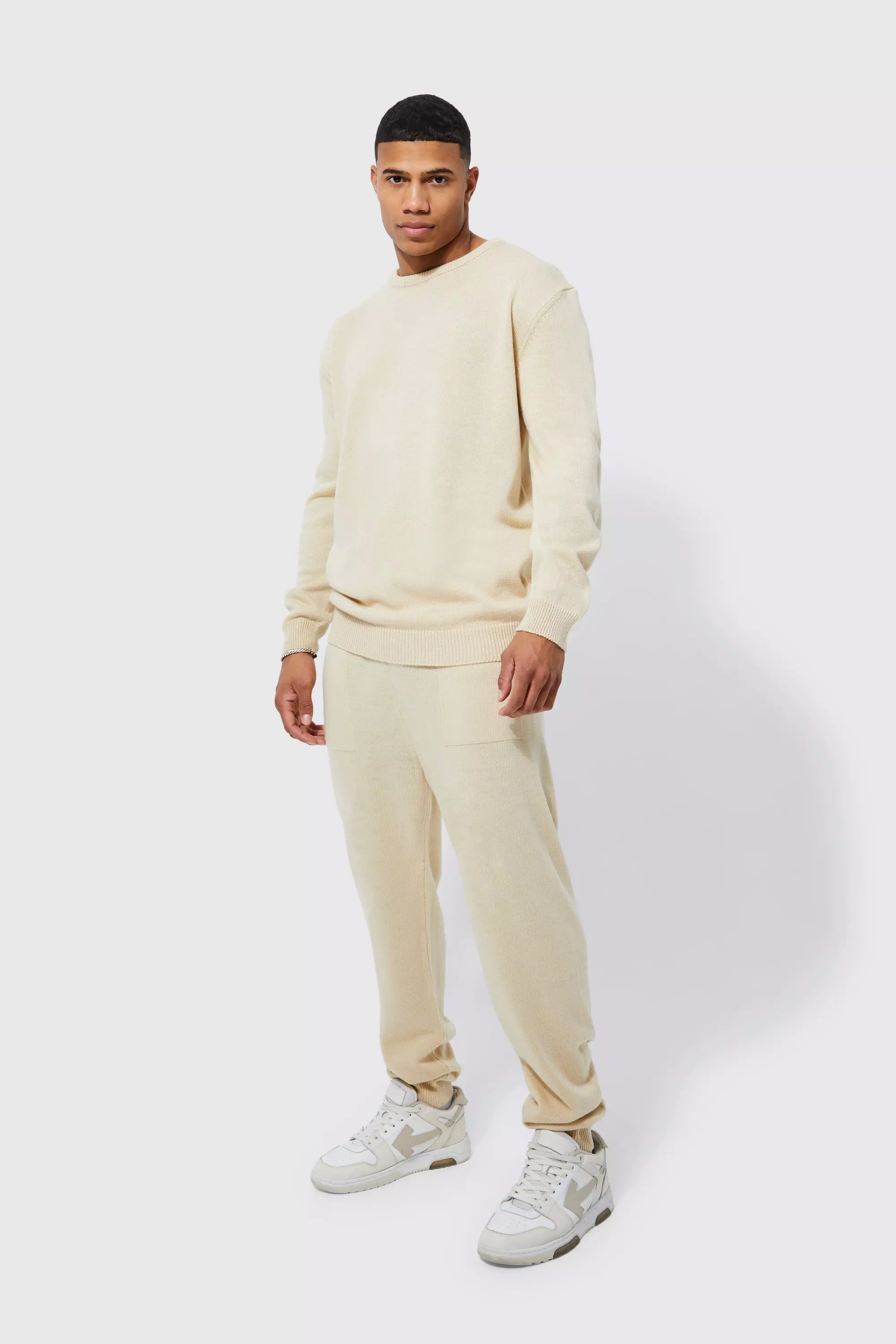 Basic Knitted Sweater And Jogger Tracksuit boohooMAN