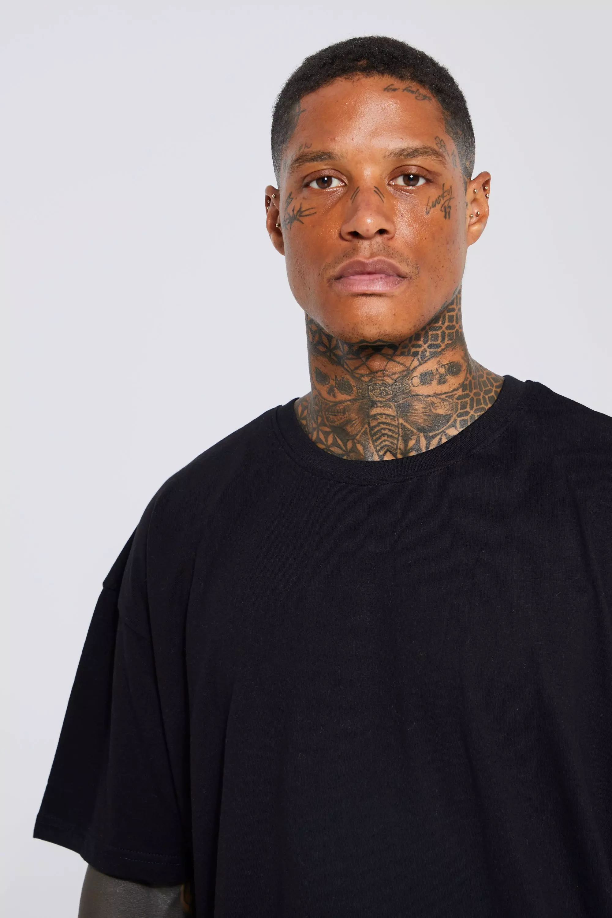 Black Basic Oversized Crew Neck T-shirt alternative image