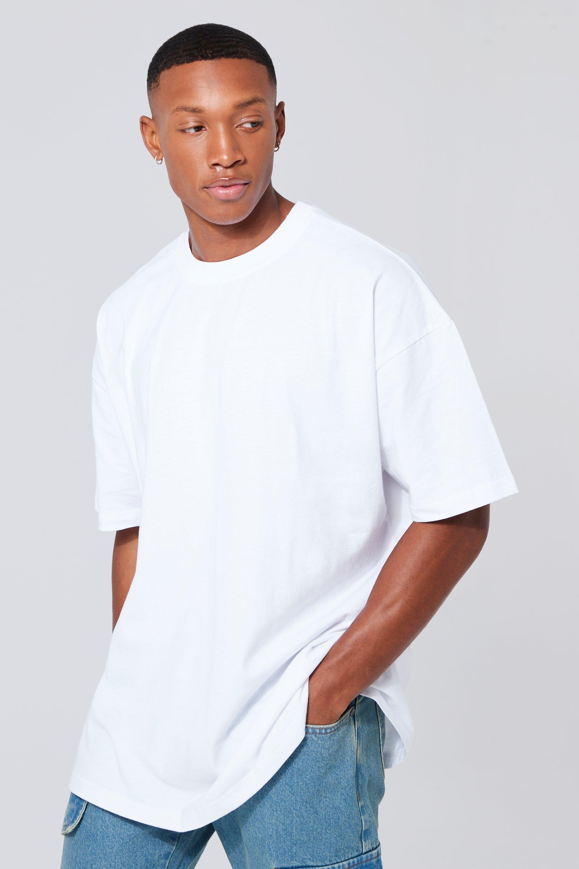 boohooMAN Mens Oversized Crew Neck T-Shirt - White