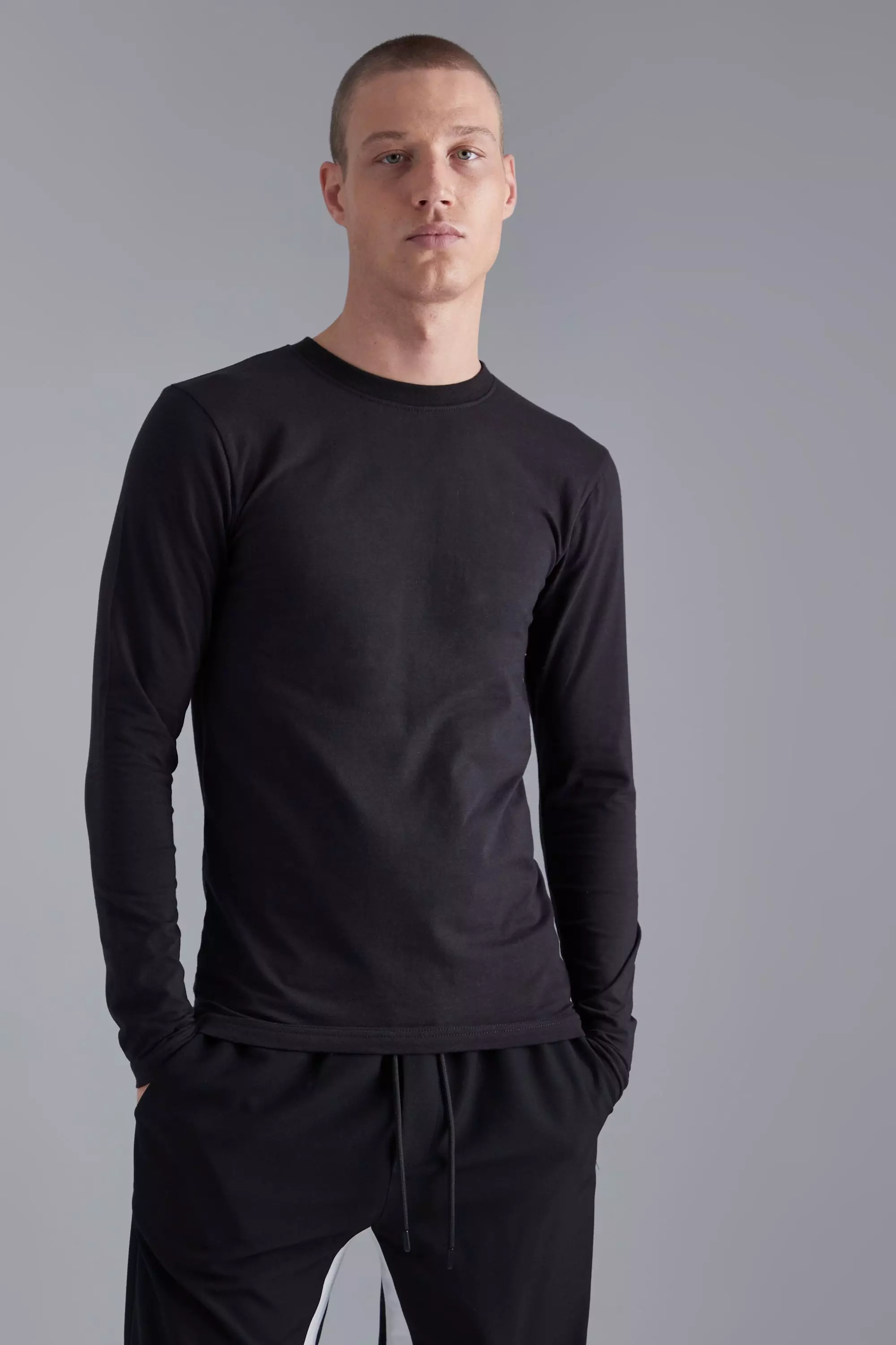 Long Sleeve Muscle Fit T-shirt Black