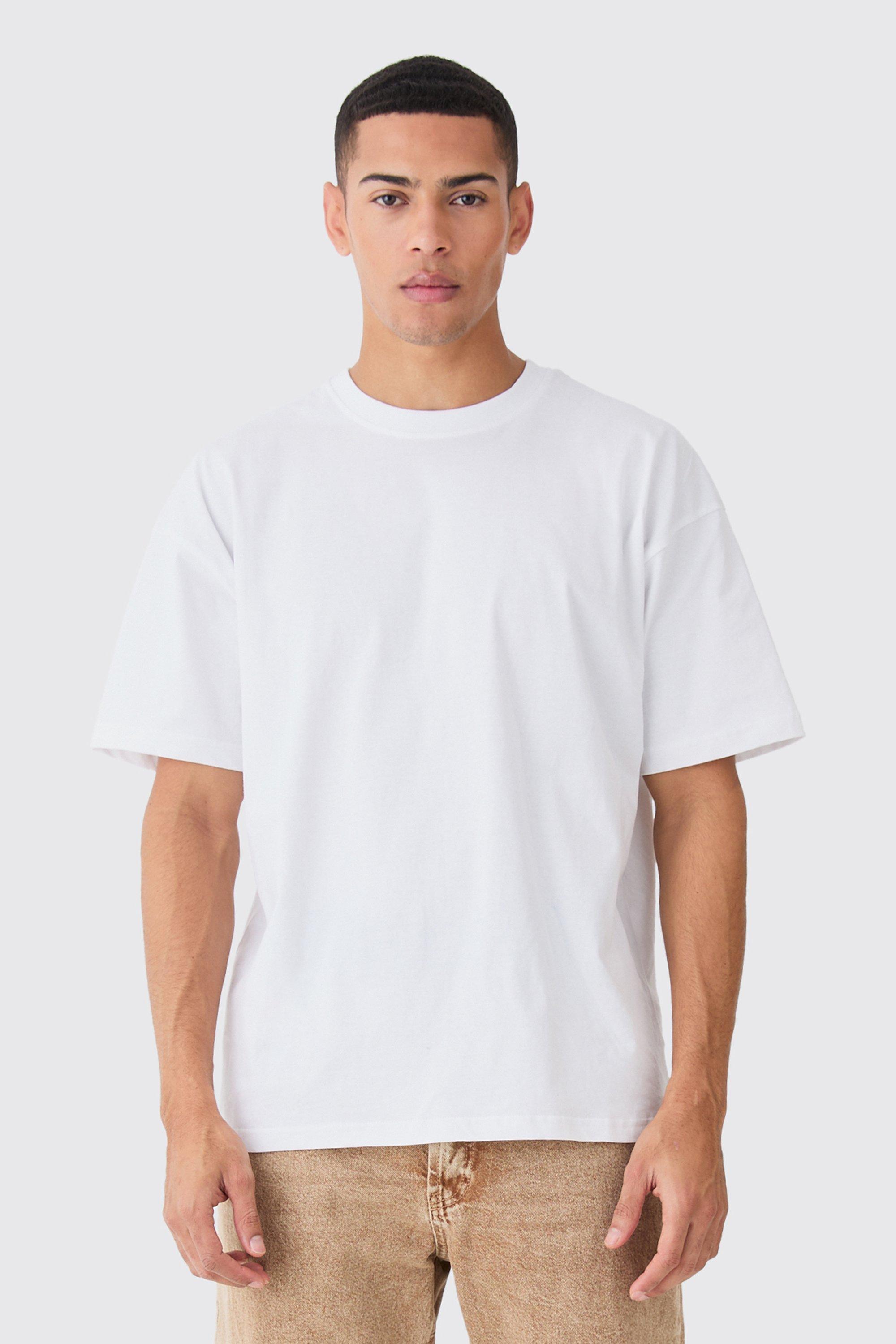 boohooMAN Mens Oversized Crew Neck T-Shirt - White