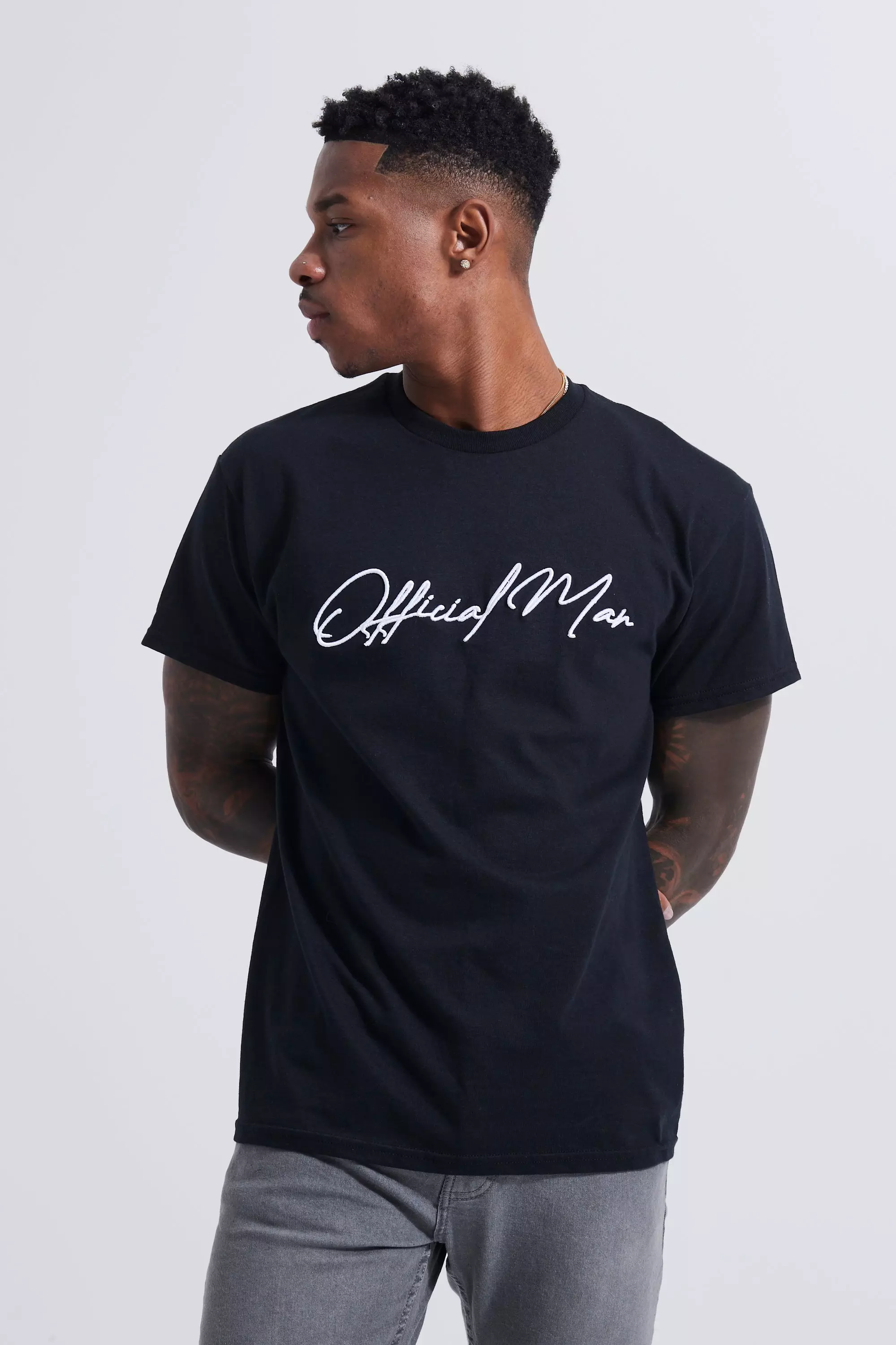 Official Man Embroidered T-shirt Black