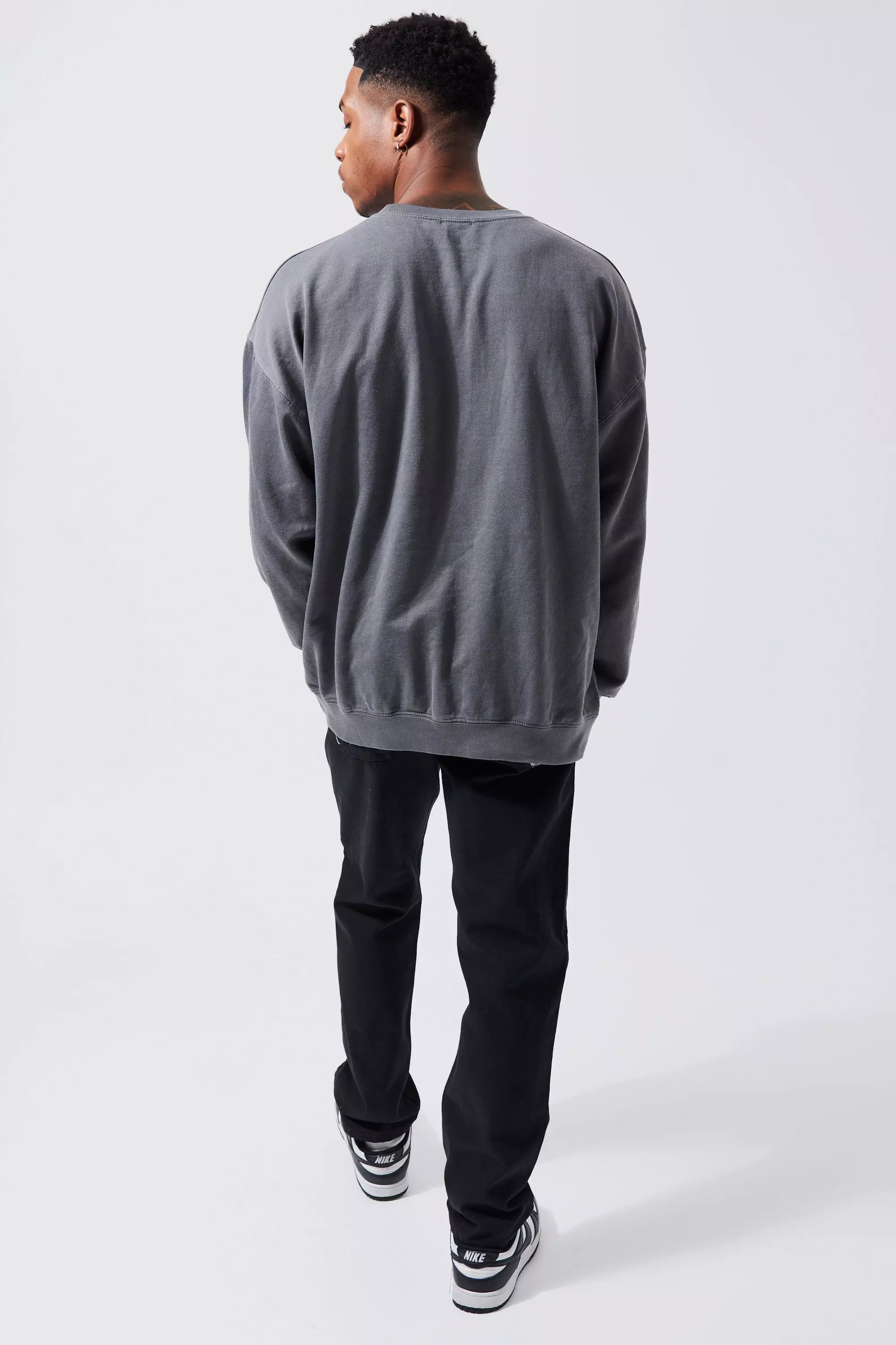 Oversized Washed Skeleton Print Sweatshirt | boohooMAN USA